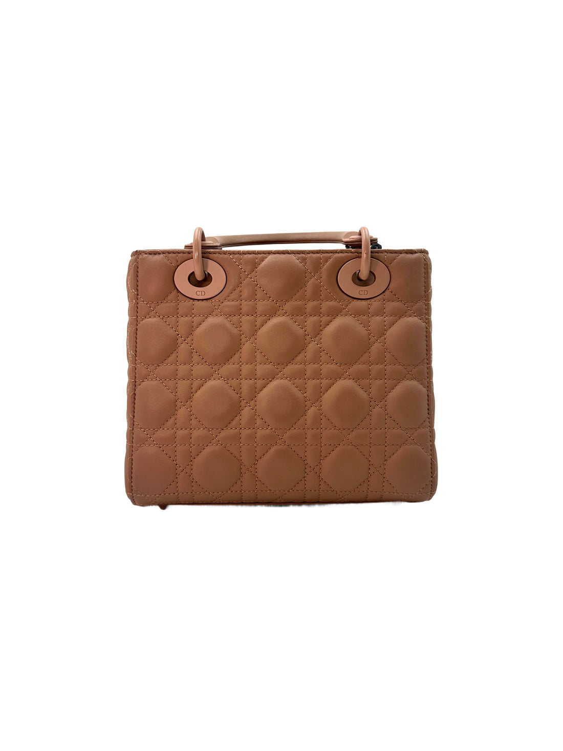 Christian Dior Lady Dior Pink Ultramatte Cannage Leather Handle Bag With Pink Charms DR466