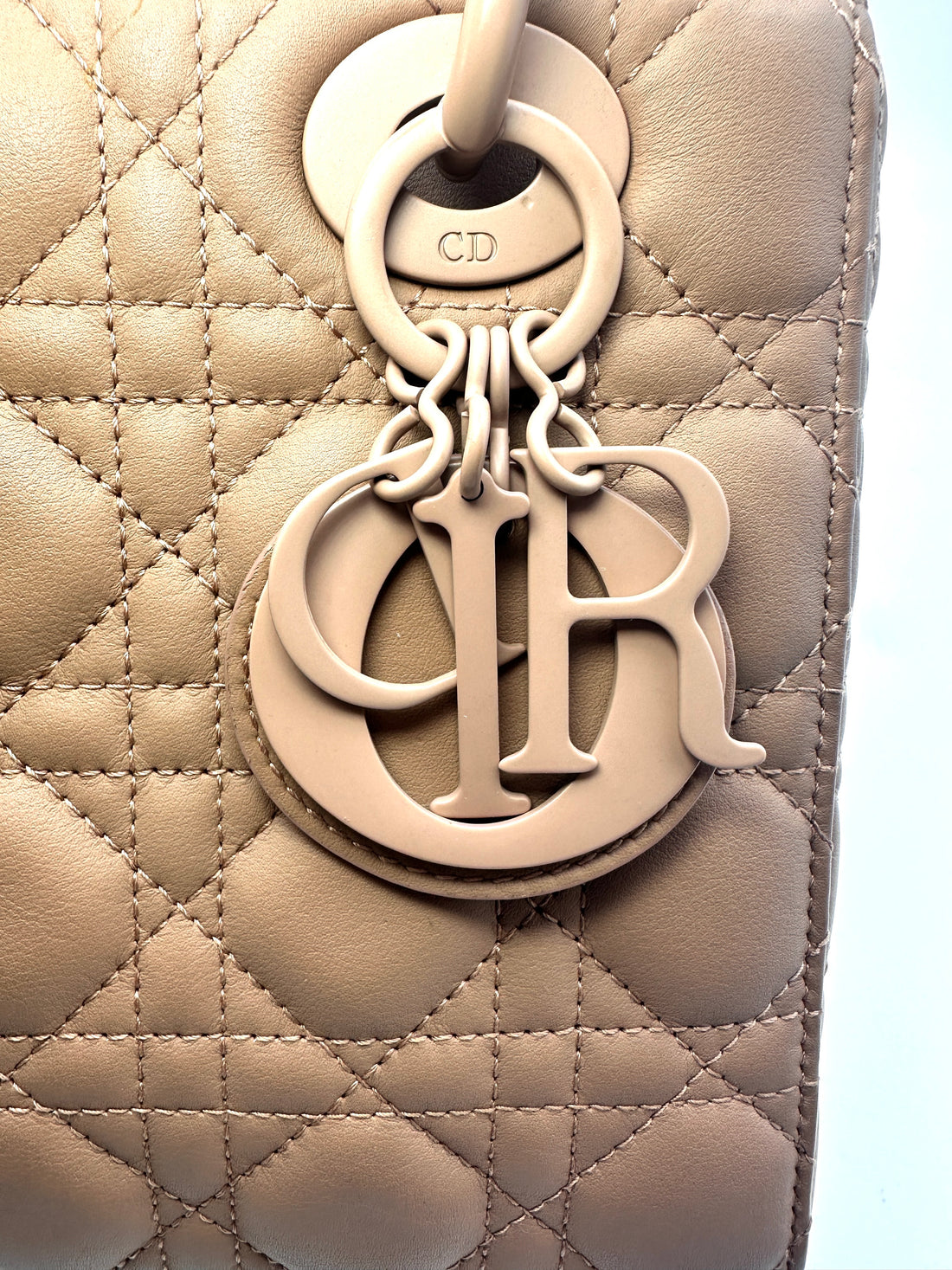 Christian Dior Lady Dior Pink Ultramatte Cannage Leather Handle Bag With Pink Charms DR466