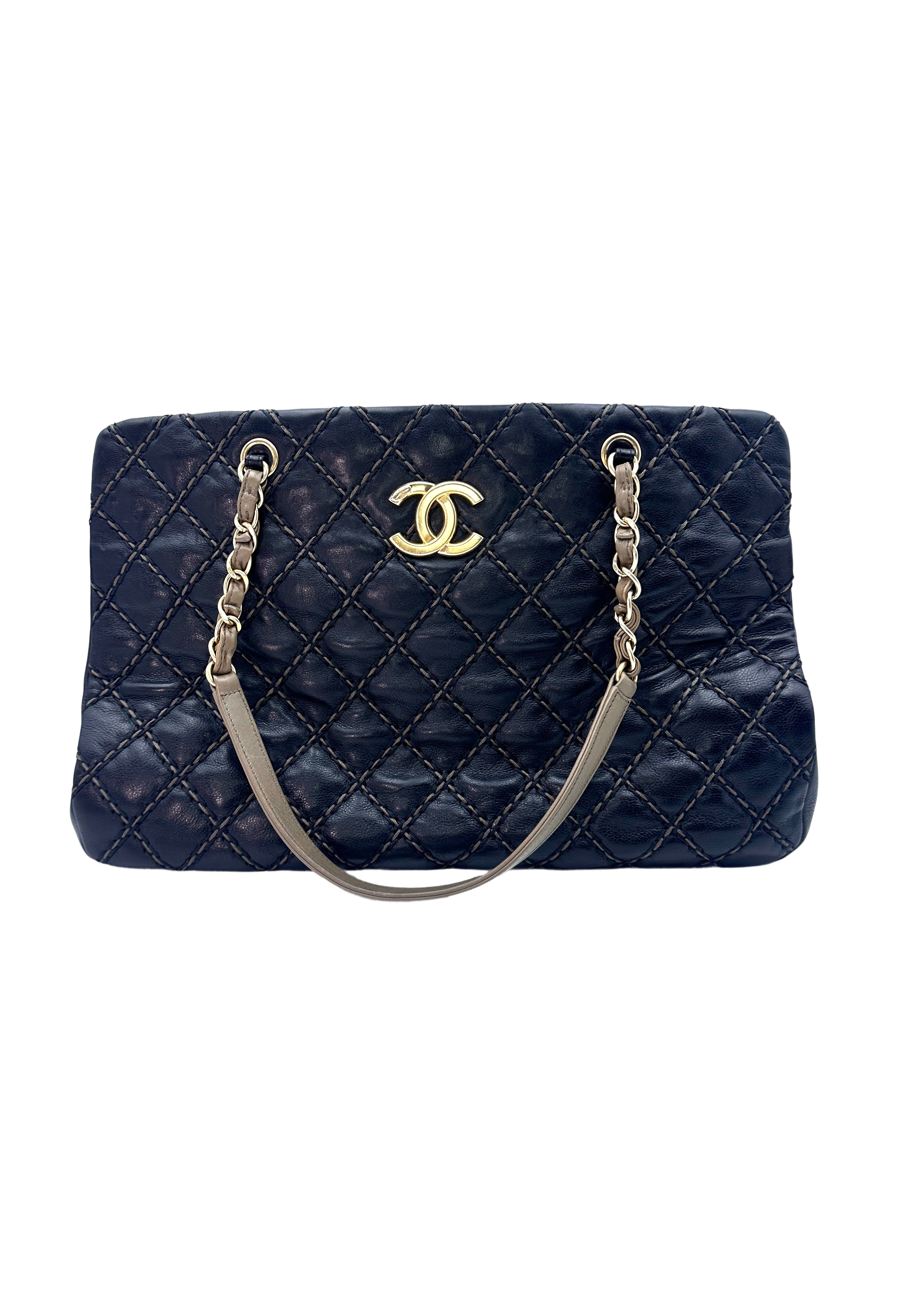 Chanel Black Quilted Leather Chic Stitch Tote Chain Shoulder Bag(19***70) CC1363