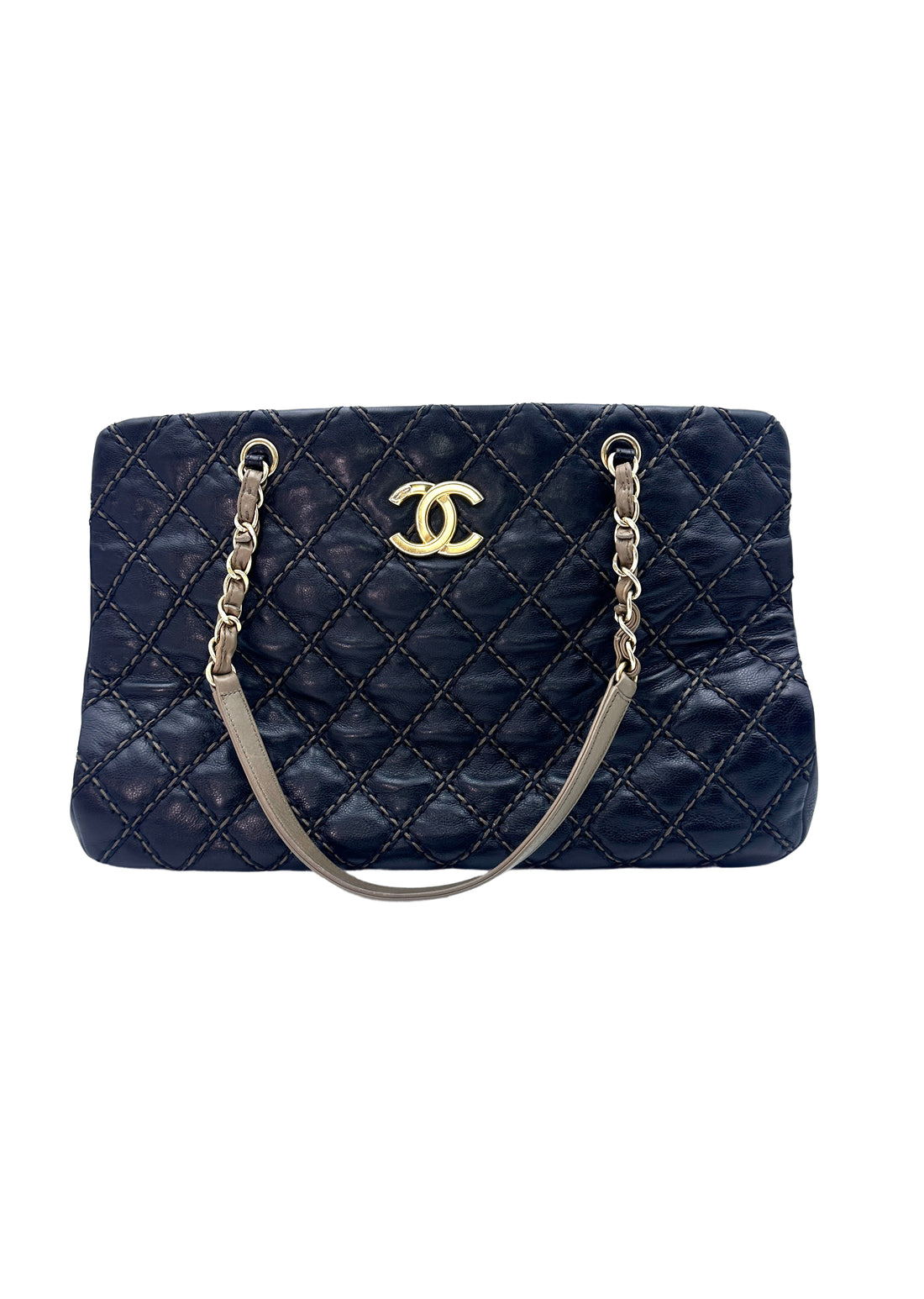 Chanel Black Quilted Leather Chic Stitch Tote Chain Shoulder Bag(19***70) CC1363