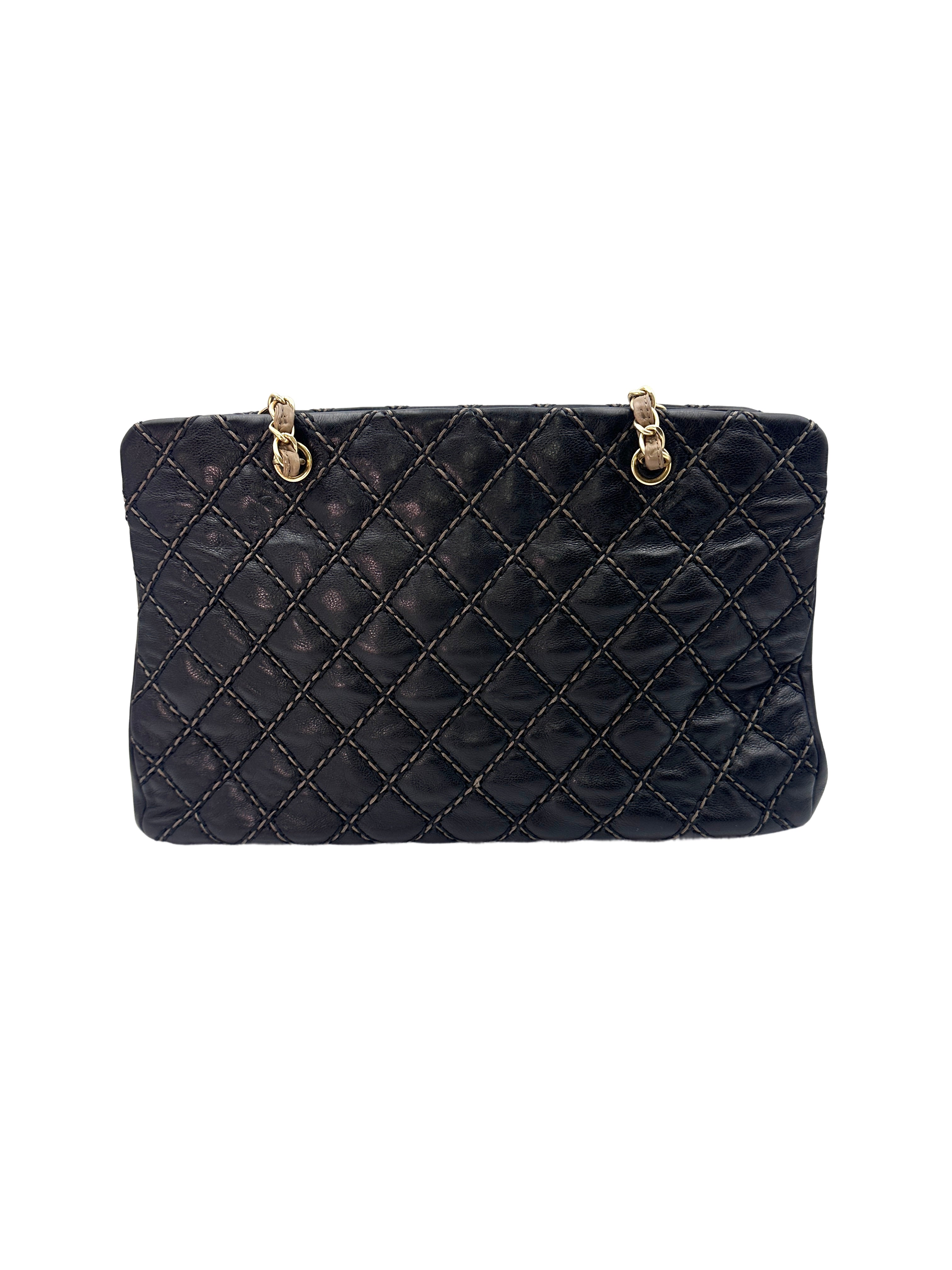 Chanel Black Quilted Leather Chic Stitch Tote Chain Shoulder Bag(19***70) CC1363