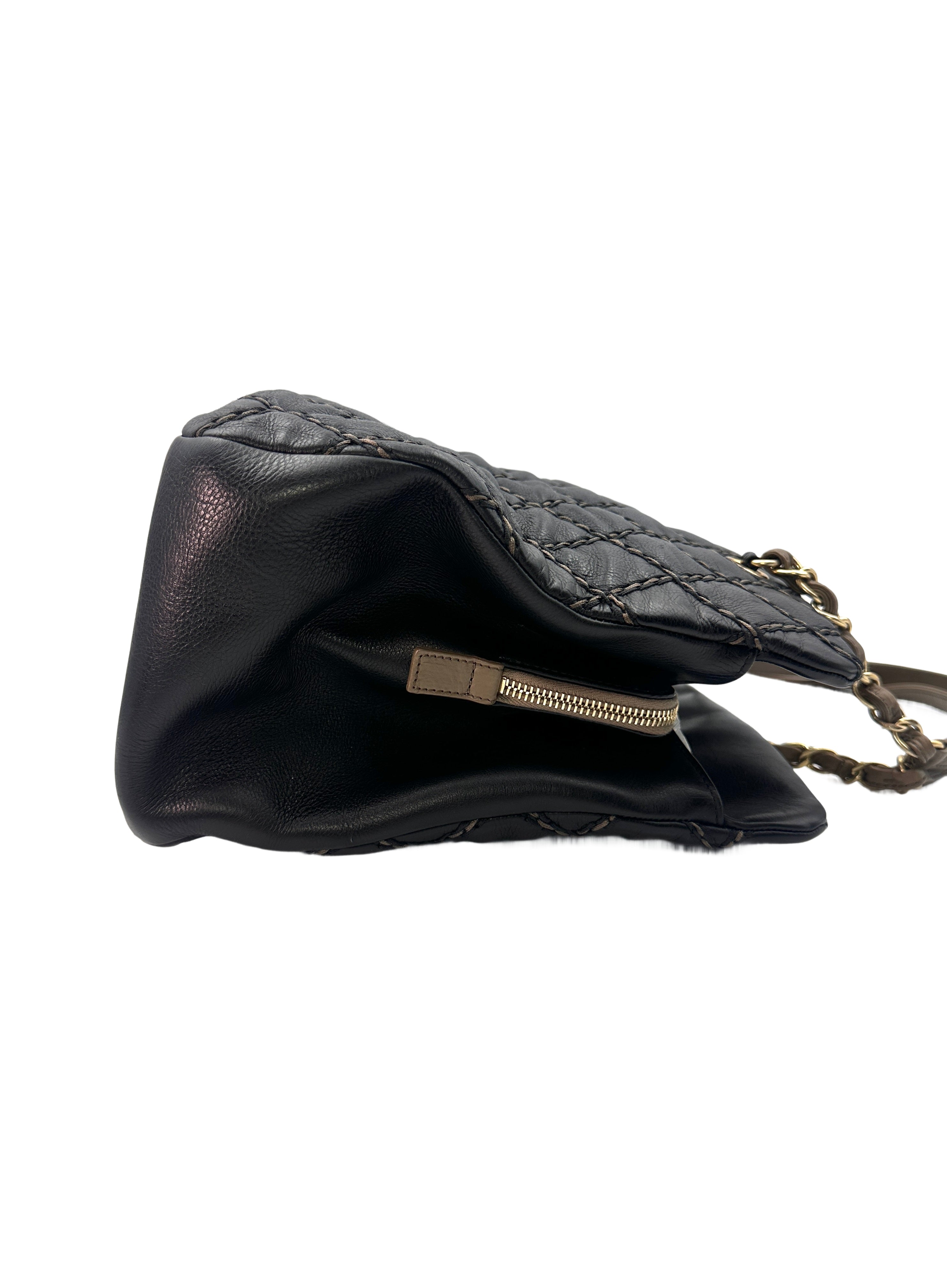 Chanel Black Quilted Leather Chic Stitch Tote Chain Shoulder Bag(19***70) CC1363