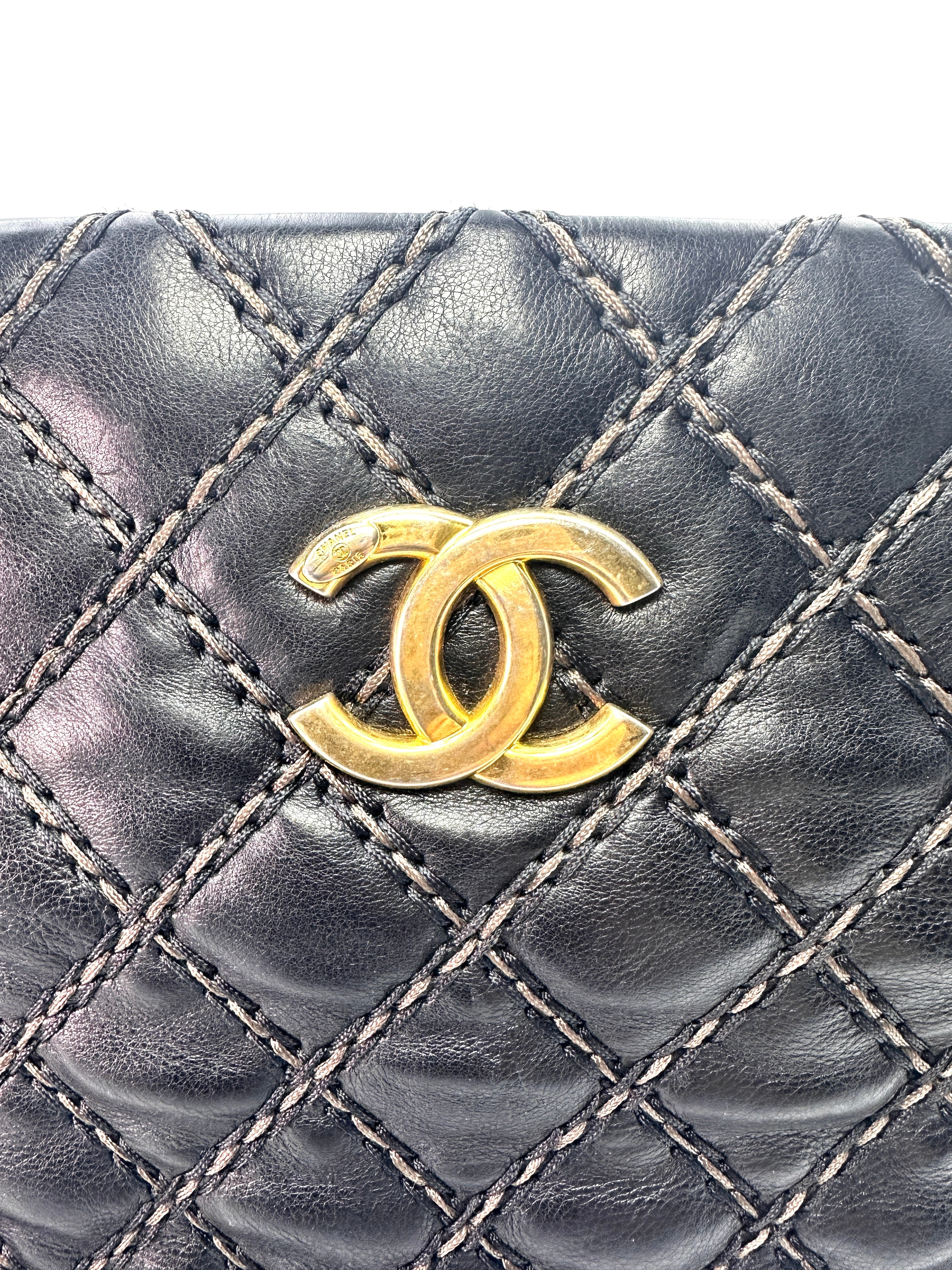 Chanel Black Quilted Leather Chic Stitch Tote Chain Shoulder Bag(19***70) CC1363