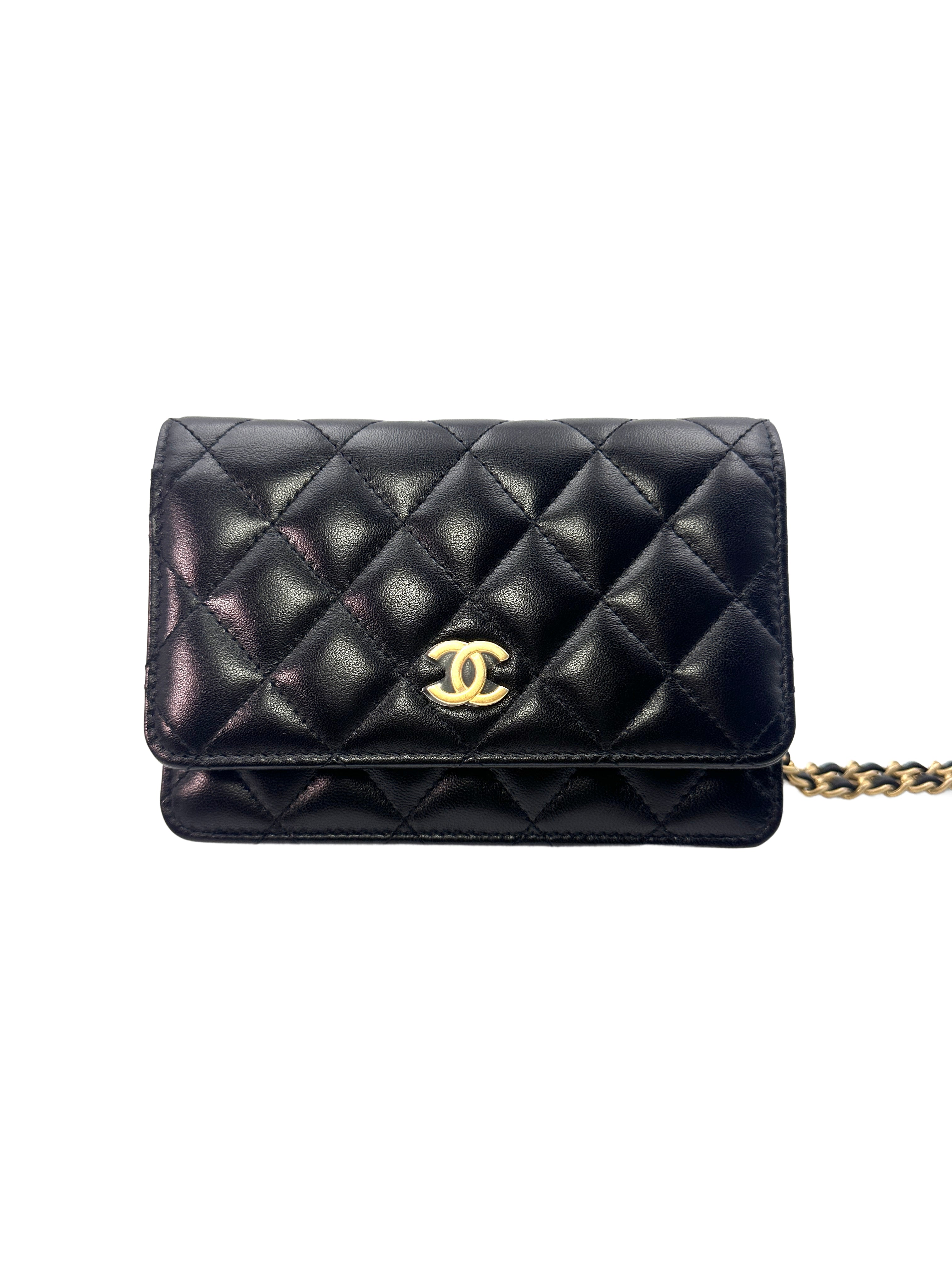 Chanel Black Quilted Leather Wallet On Chain With Gold Buckle(30***44) CC1357