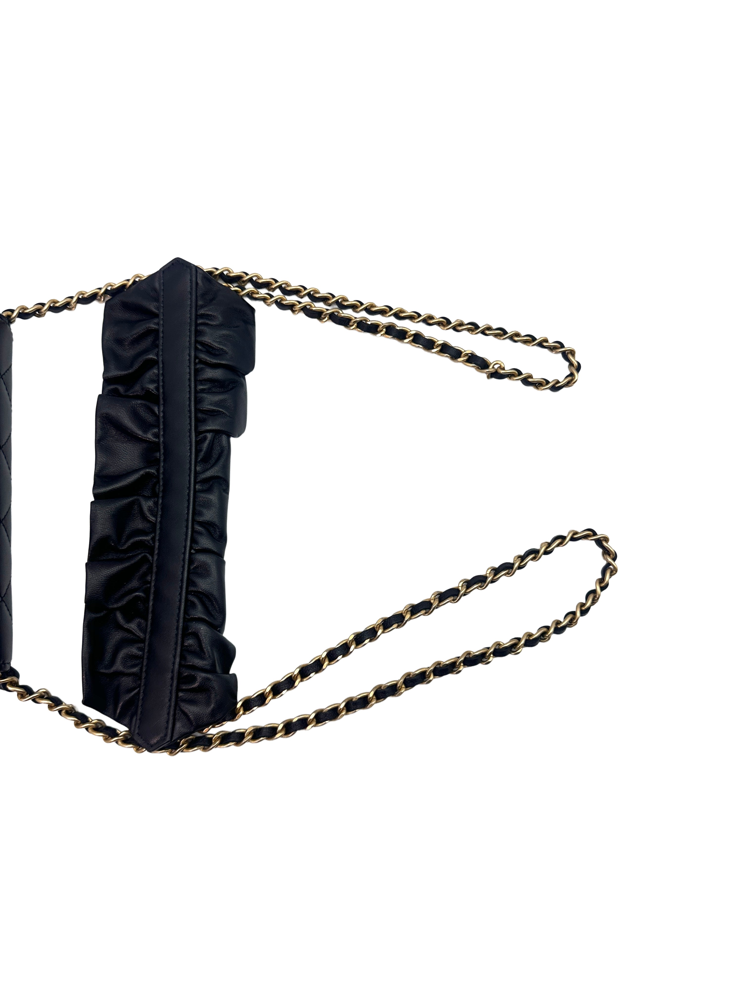 Chanel Black Quilted Leather Wallet On Chain With Gold Buckle(30***44) CC1357