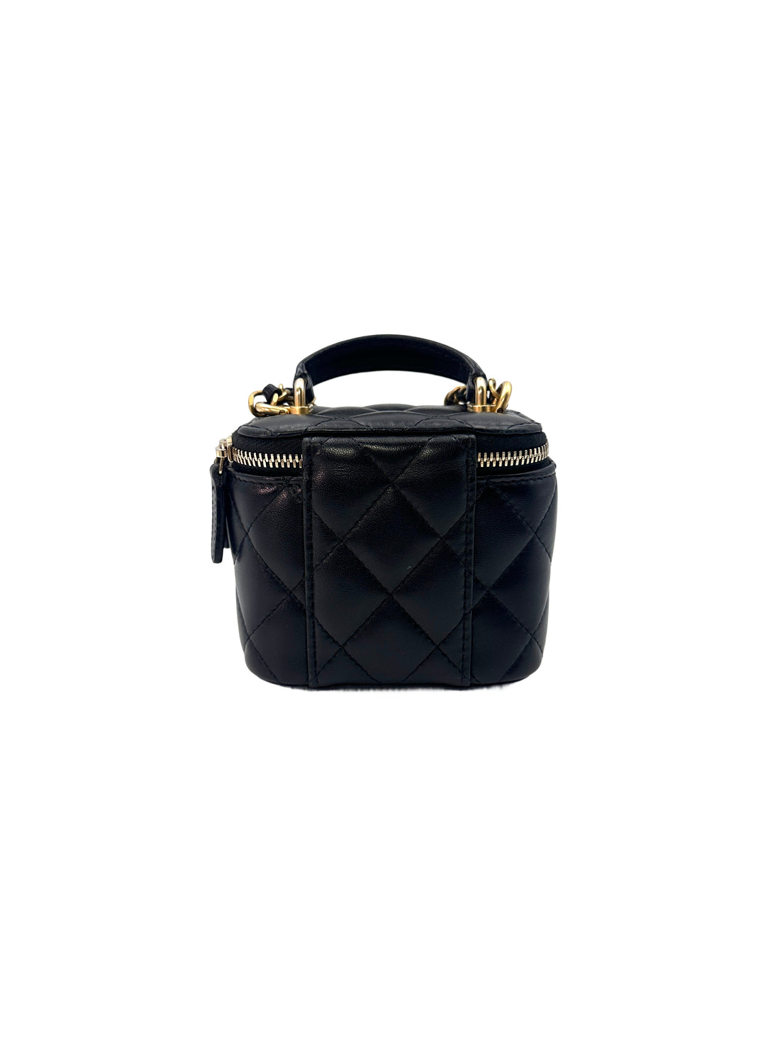 Chanel Black Quilted Leather Mini Top Handle Vanity Case With Gold Hardware(31***36) CC1355