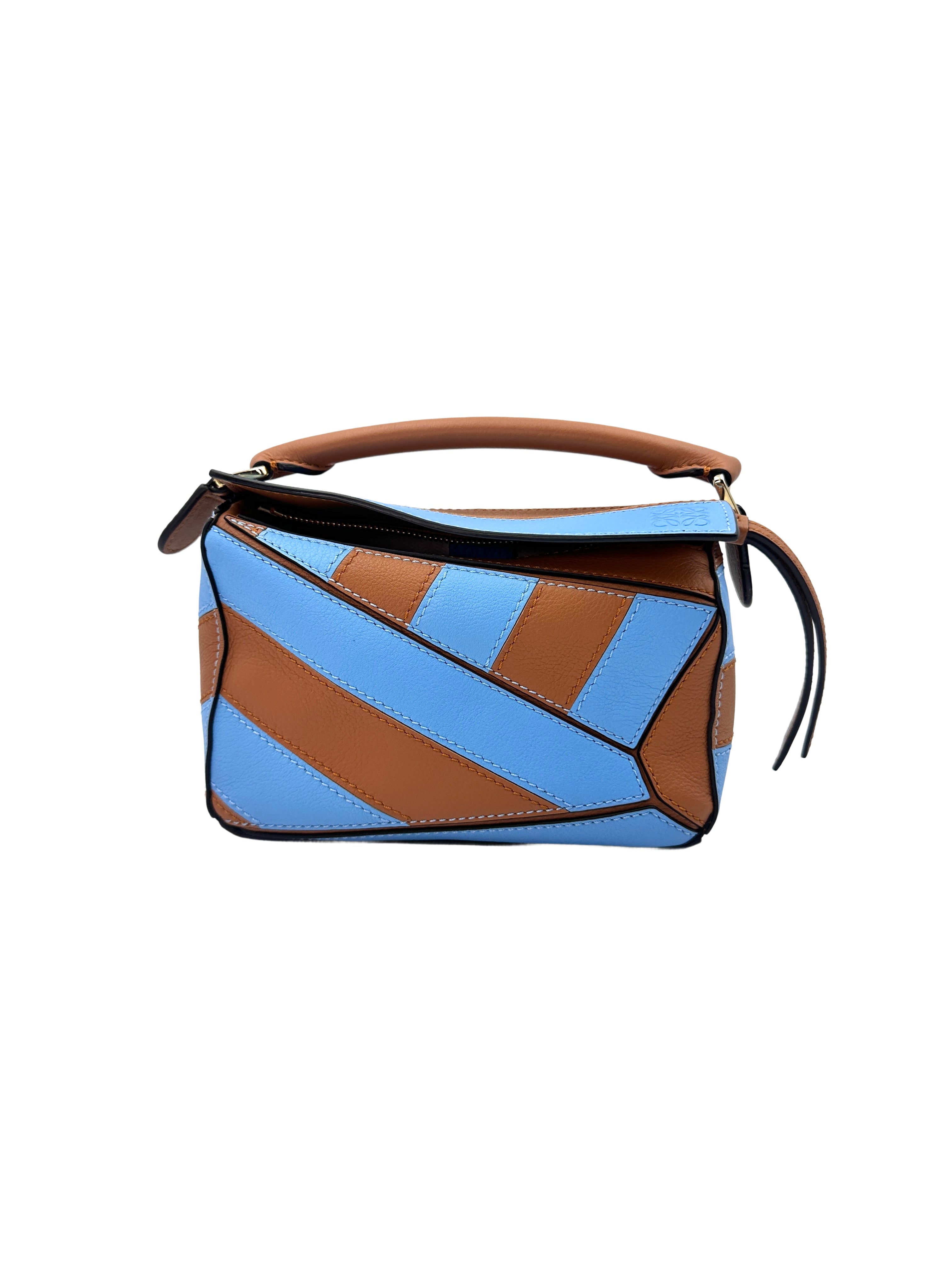 Loewe Puzzle Brown/Blue Leather Mini Shoulder Bag LW70