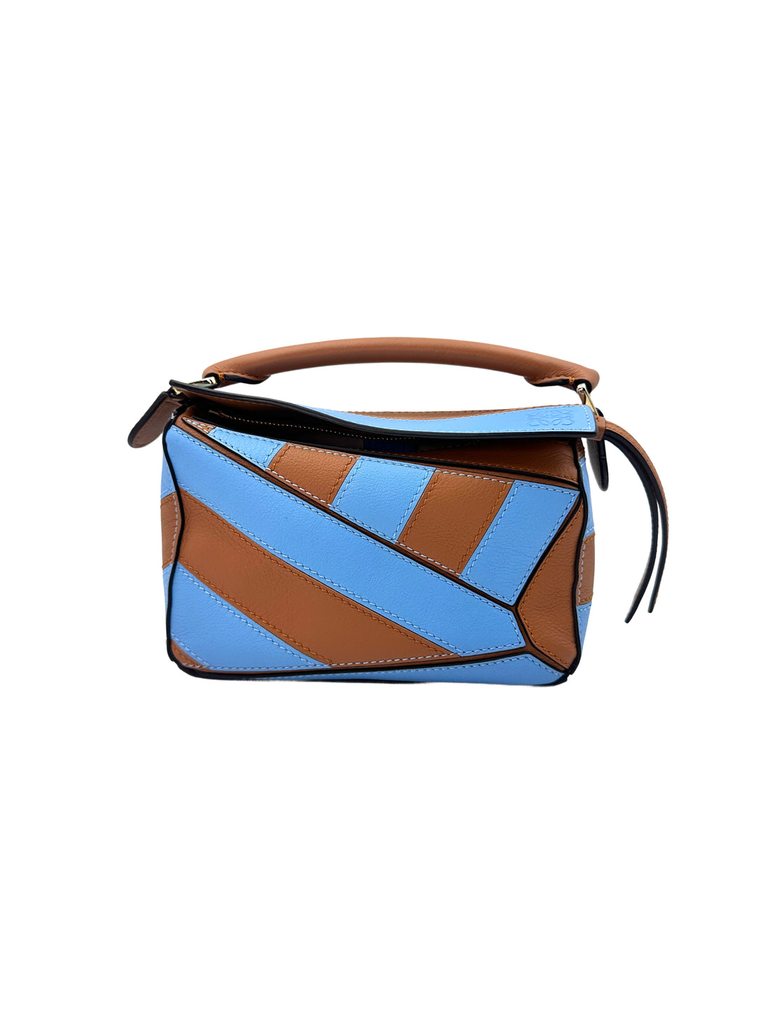 Loewe Puzzle Brown/Blue Leather Mini Shoulder Bag LW70