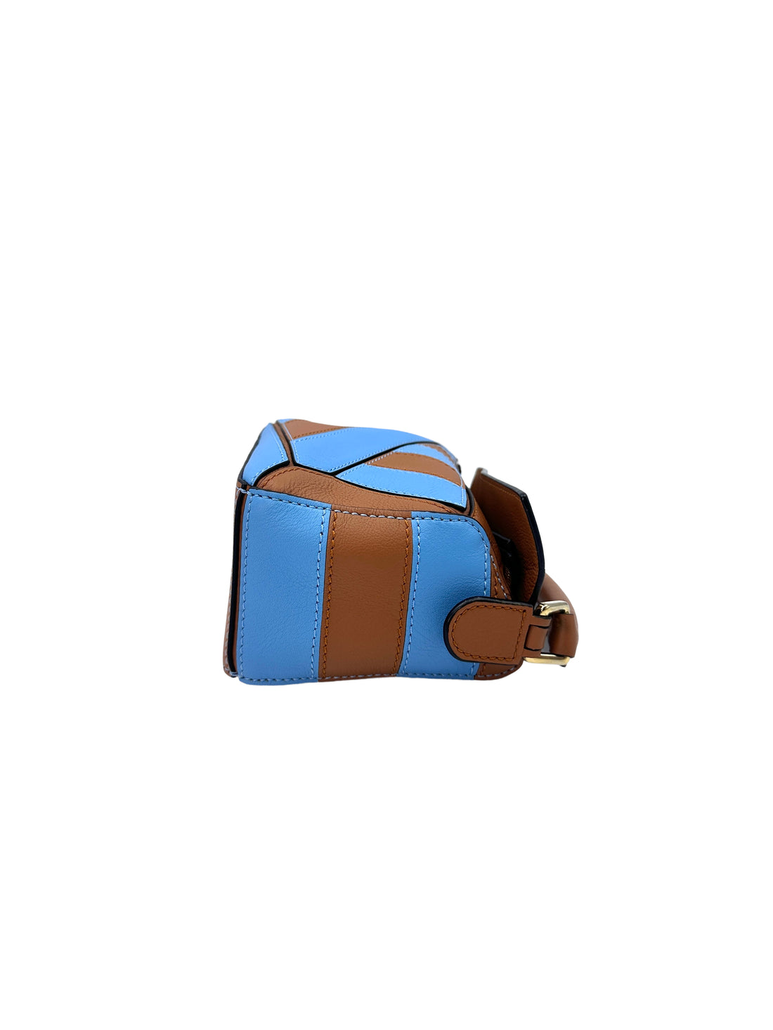 Loewe Puzzle Brown/Blue Leather Mini Shoulder Bag LW70