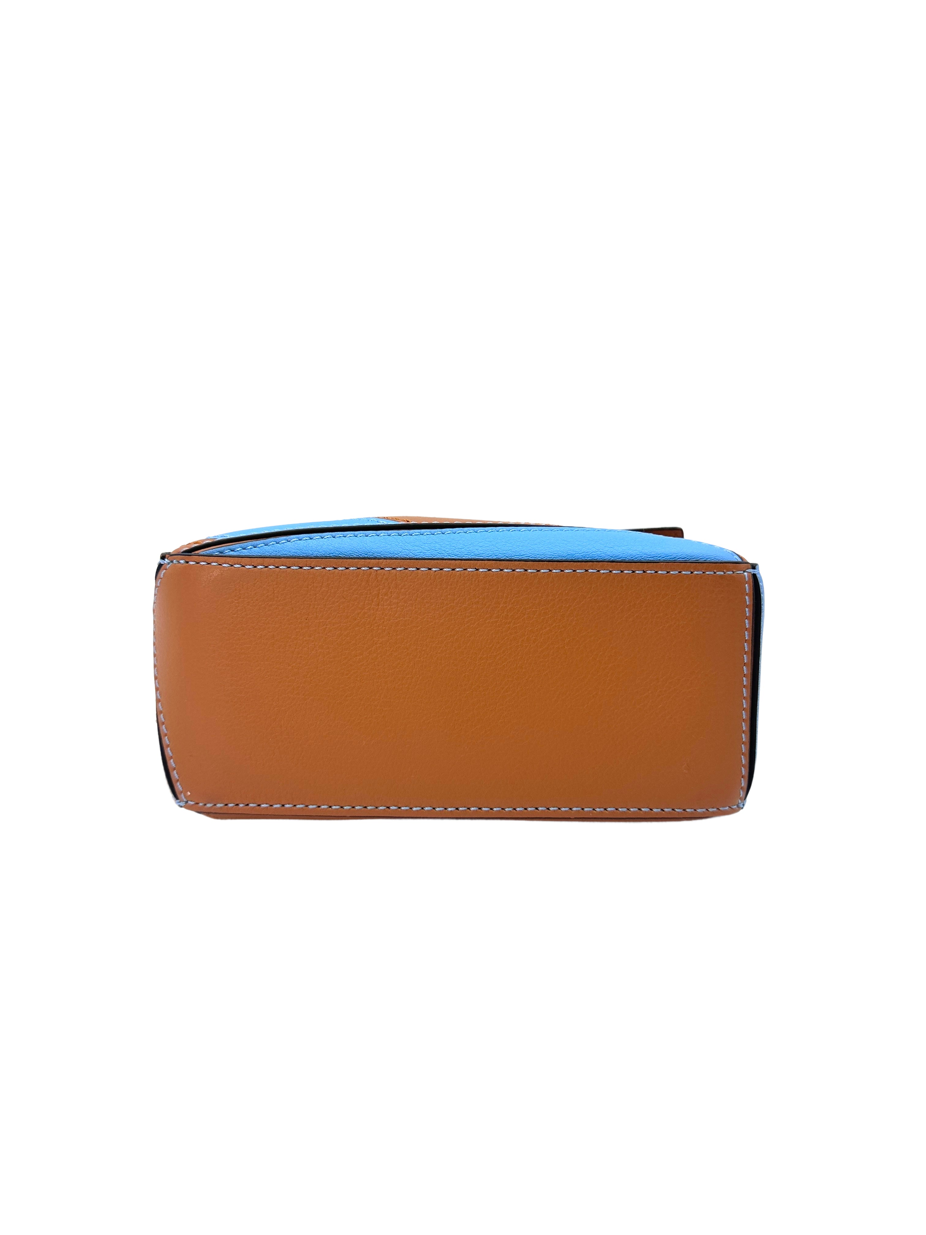 Loewe Puzzle Brown/Blue Leather Mini Shoulder Bag LW70