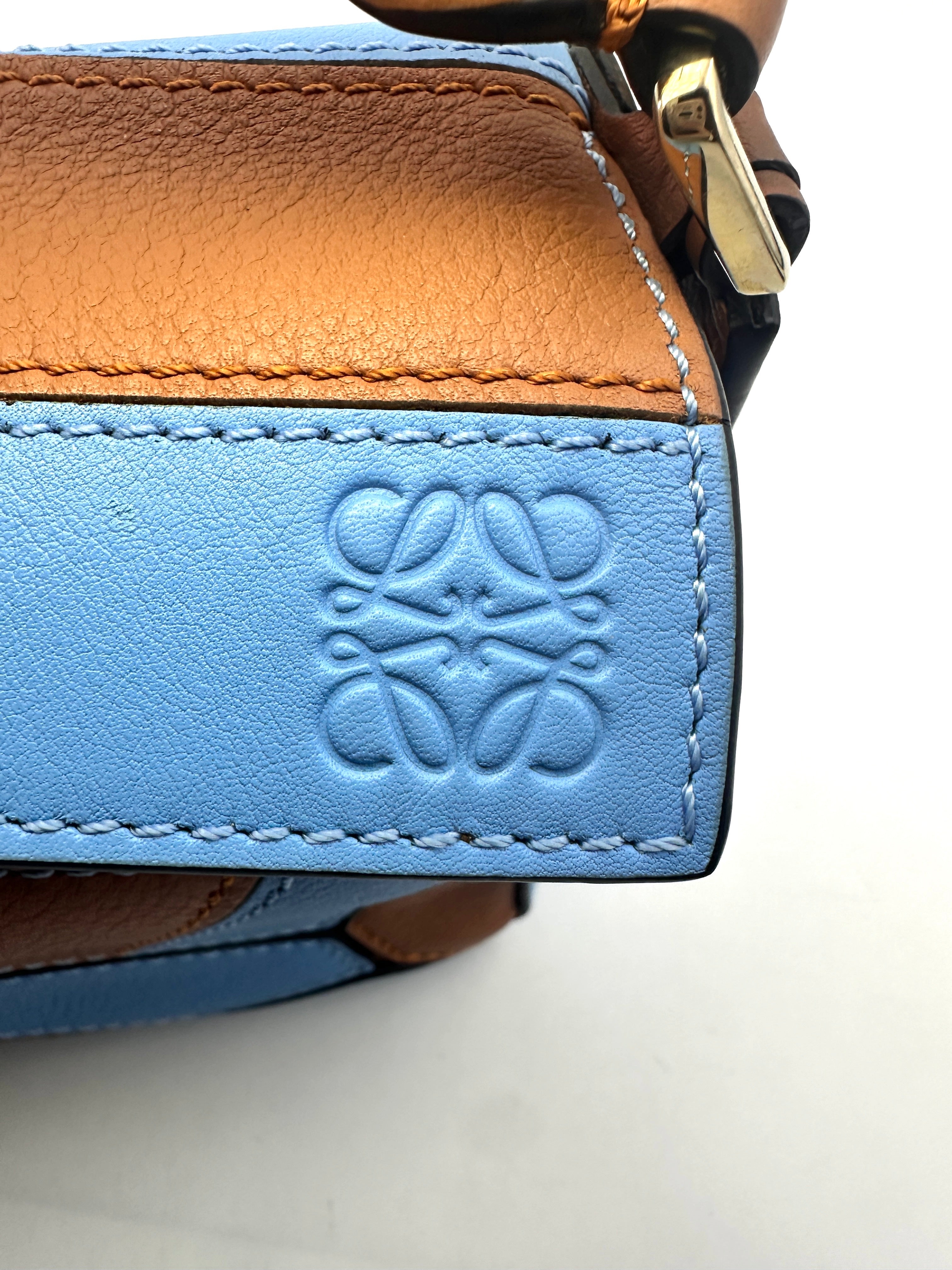 Loewe Puzzle Brown/Blue Leather Mini Shoulder Bag LW70