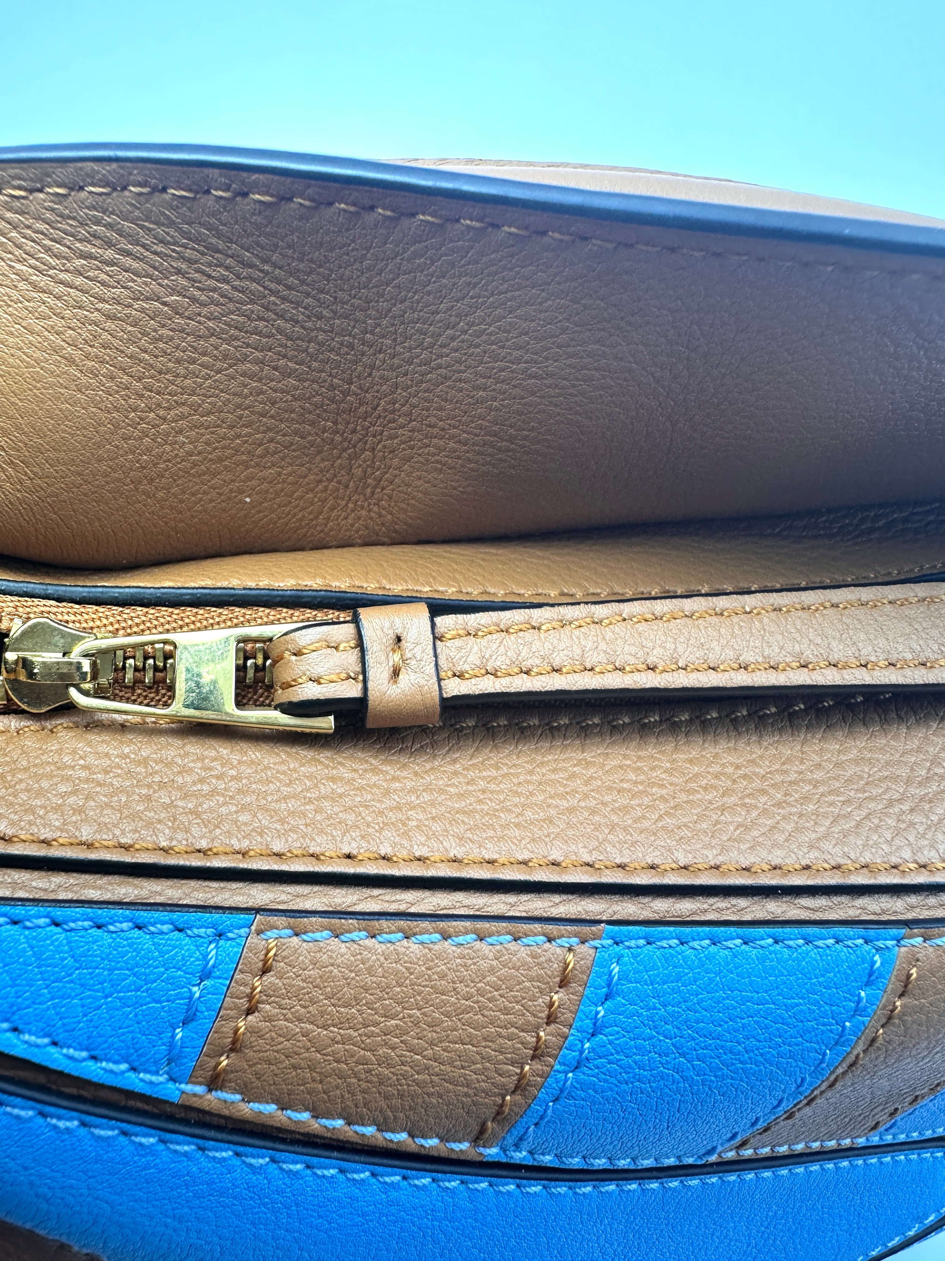 Loewe Puzzle Brown/Blue Leather Mini Shoulder Bag LW70