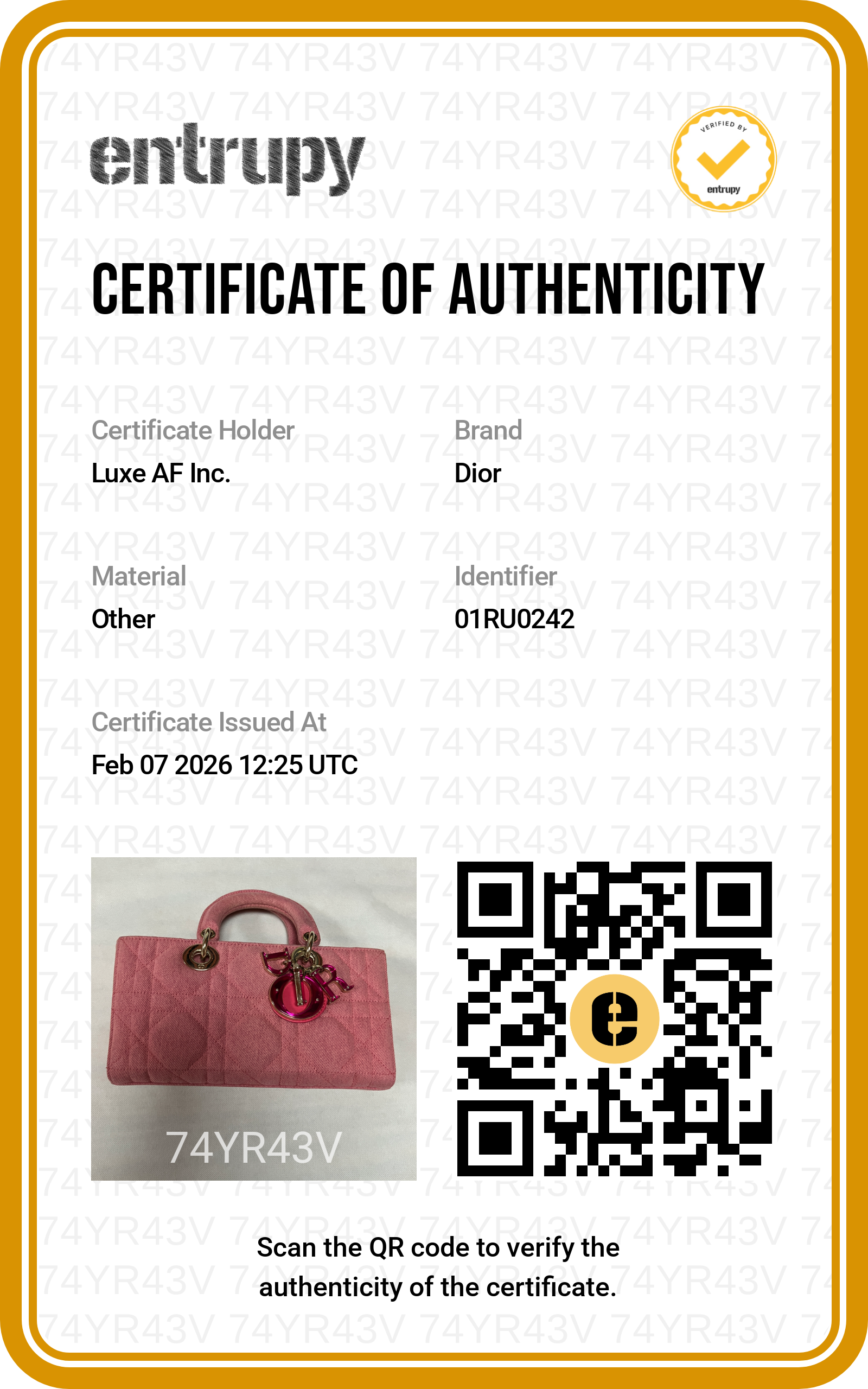 Christian Dior East-West Lady Dior Pink Cannage Denim Handle Bag With Pink/Gold Charms DR468