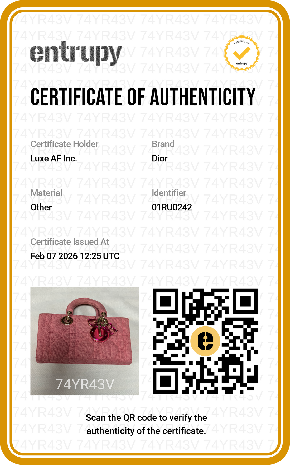 Christian Dior East-West Lady Dior Pink Cannage Denim Handle Bag With Pink/Gold Charms DR468