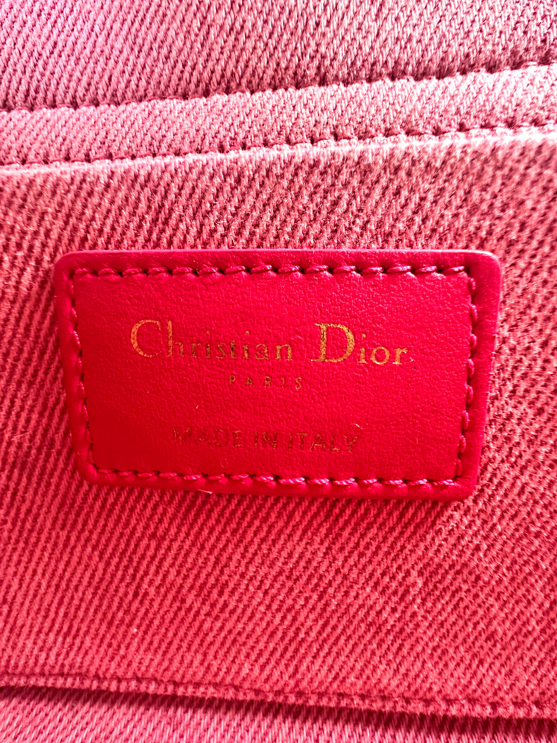 Christian Dior East-West Lady Dior Pink Cannage Denim Handle Bag With Pink/Gold Charms DR468