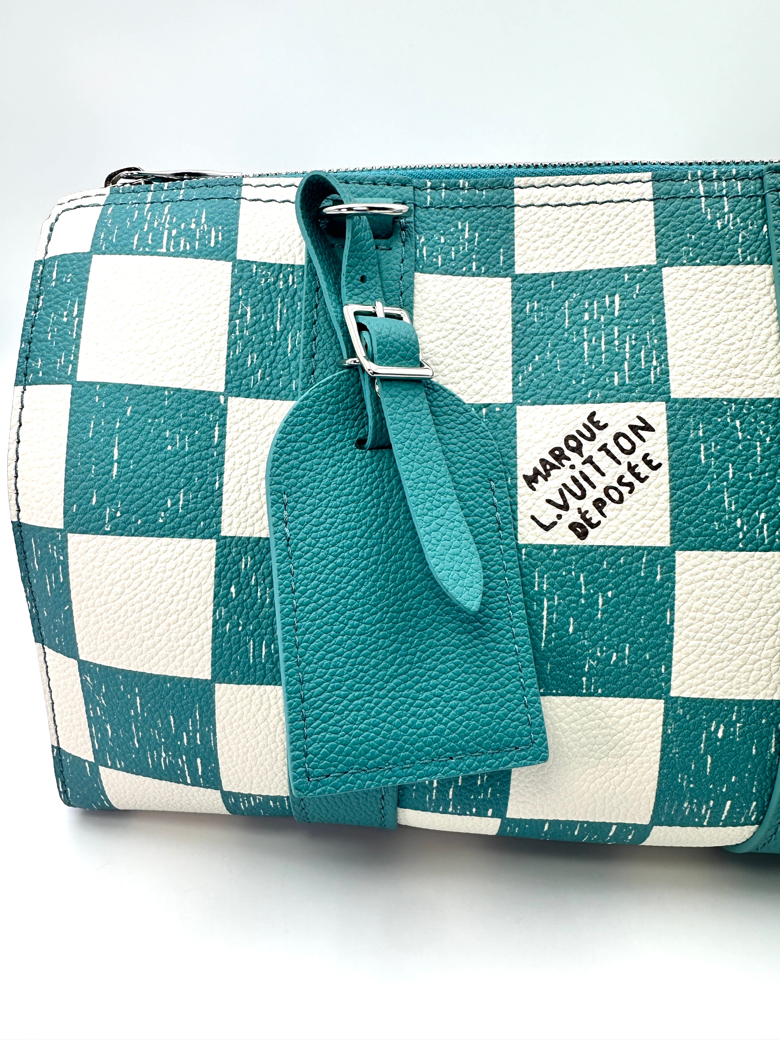 Louis Vuitton City Keepall Turquoise/White Damier Ebene Calfskin Shoulder Bag LV1845