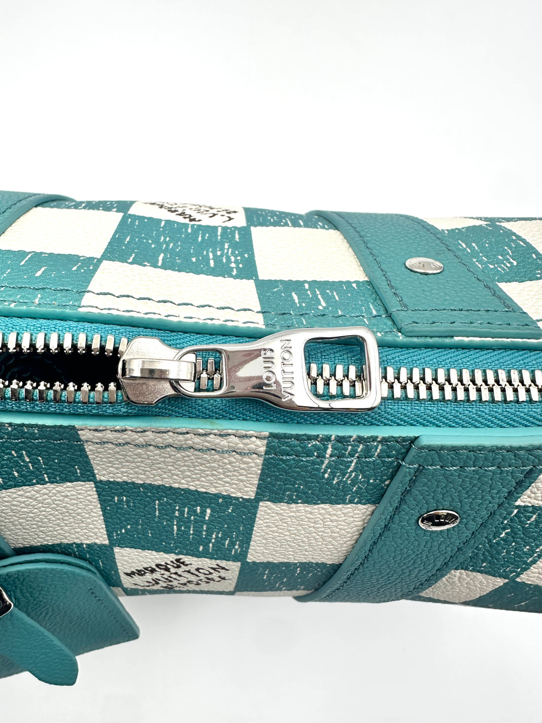 Louis Vuitton City Keepall Turquoise/White Damier Ebene Calfskin Shoulder Bag LV1845