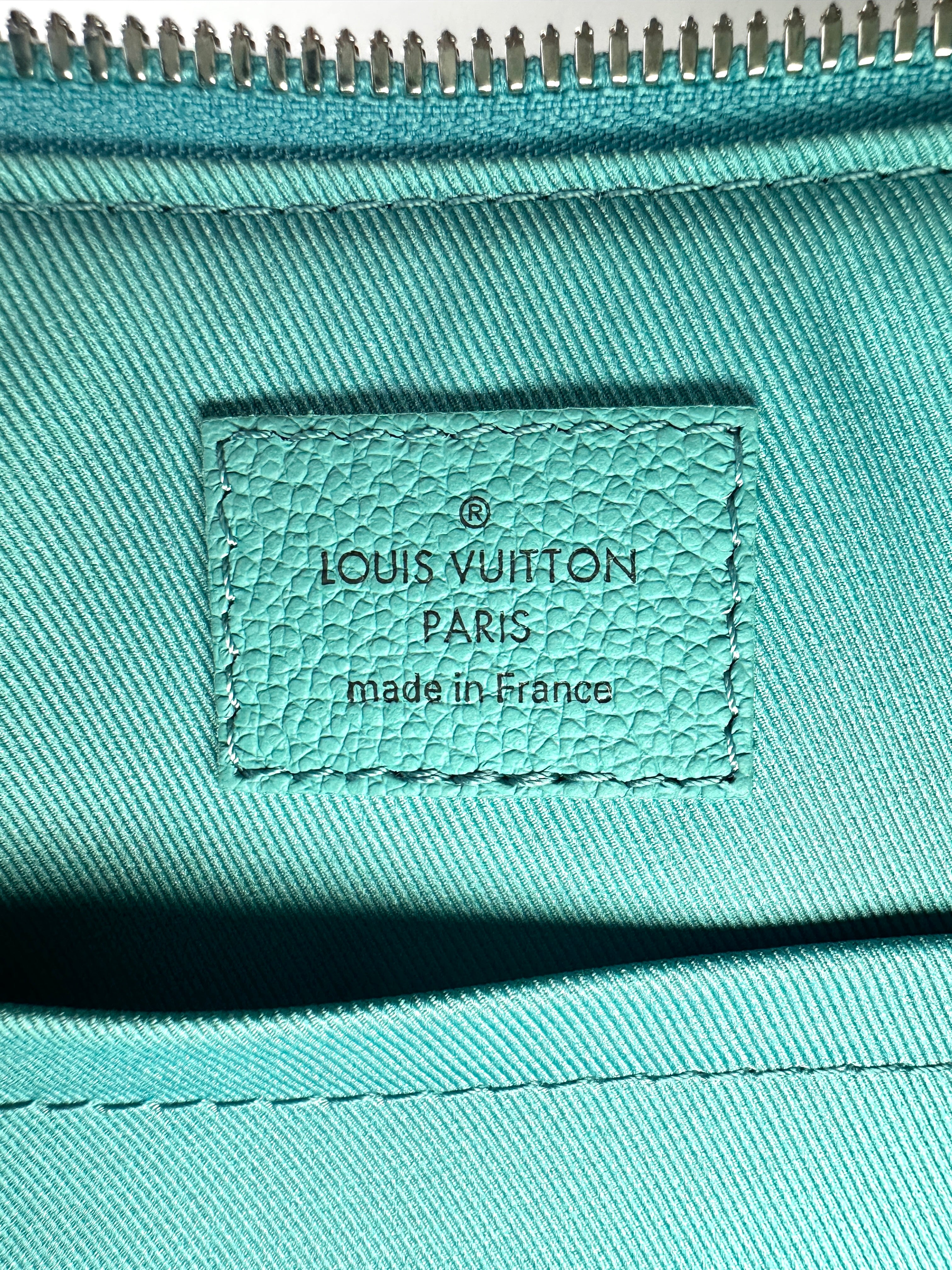Louis Vuitton City Keepall Turquoise/White Damier Ebene Calfskin Shoulder Bag LV1845