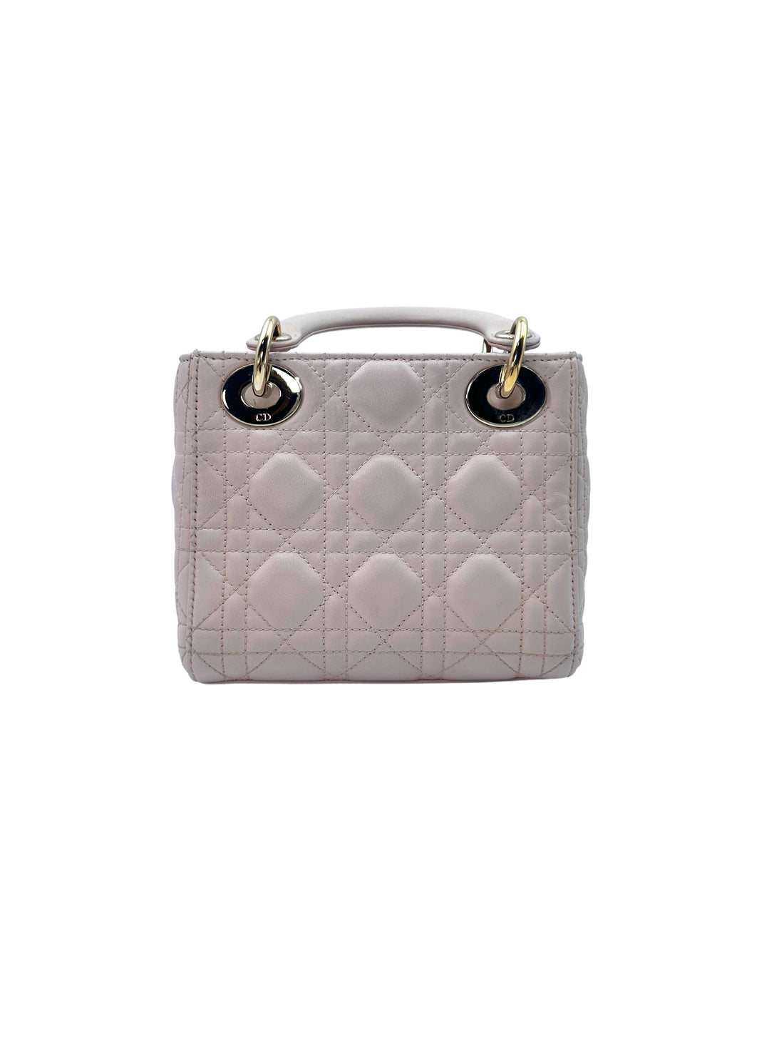 Christian Dior Lady Dior Pink Cannage Leather Handle Bag With Gold Charms DR467