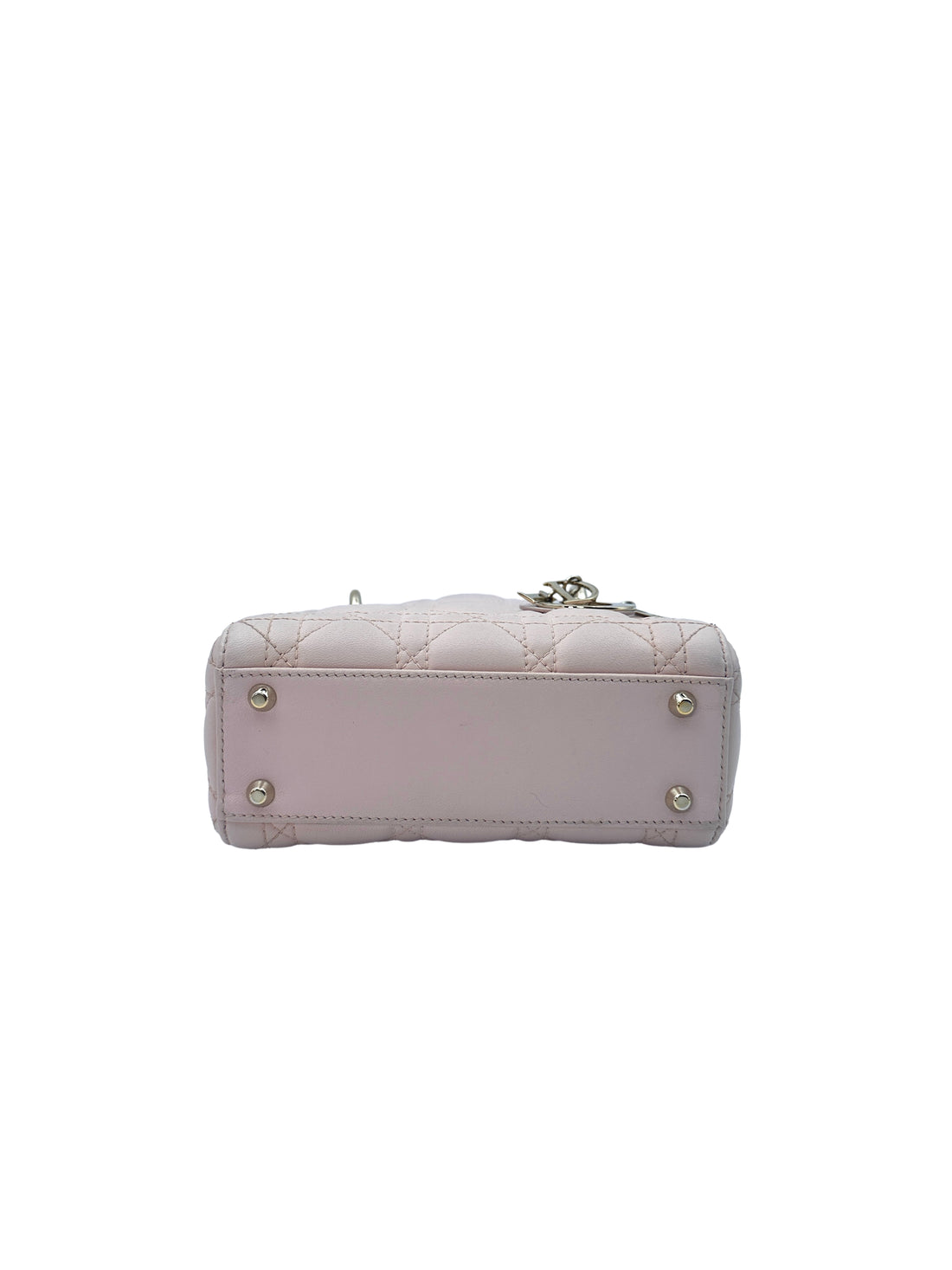 Christian Dior Lady Dior Pink Cannage Leather Handle Bag With Gold Charms DR467
