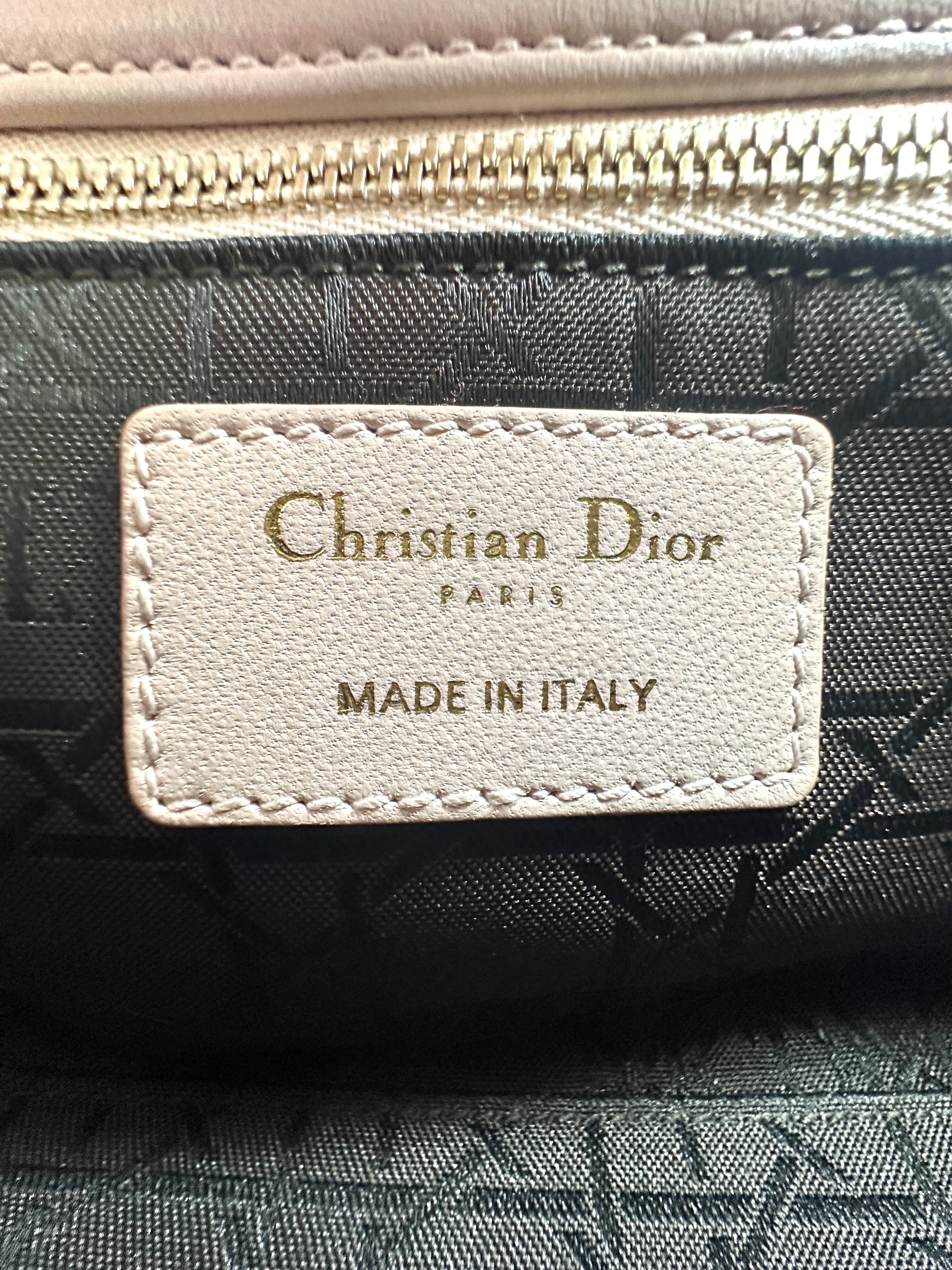 Christian Dior Lady Dior Pink Cannage Leather Handle Bag With Gold Charms DR467