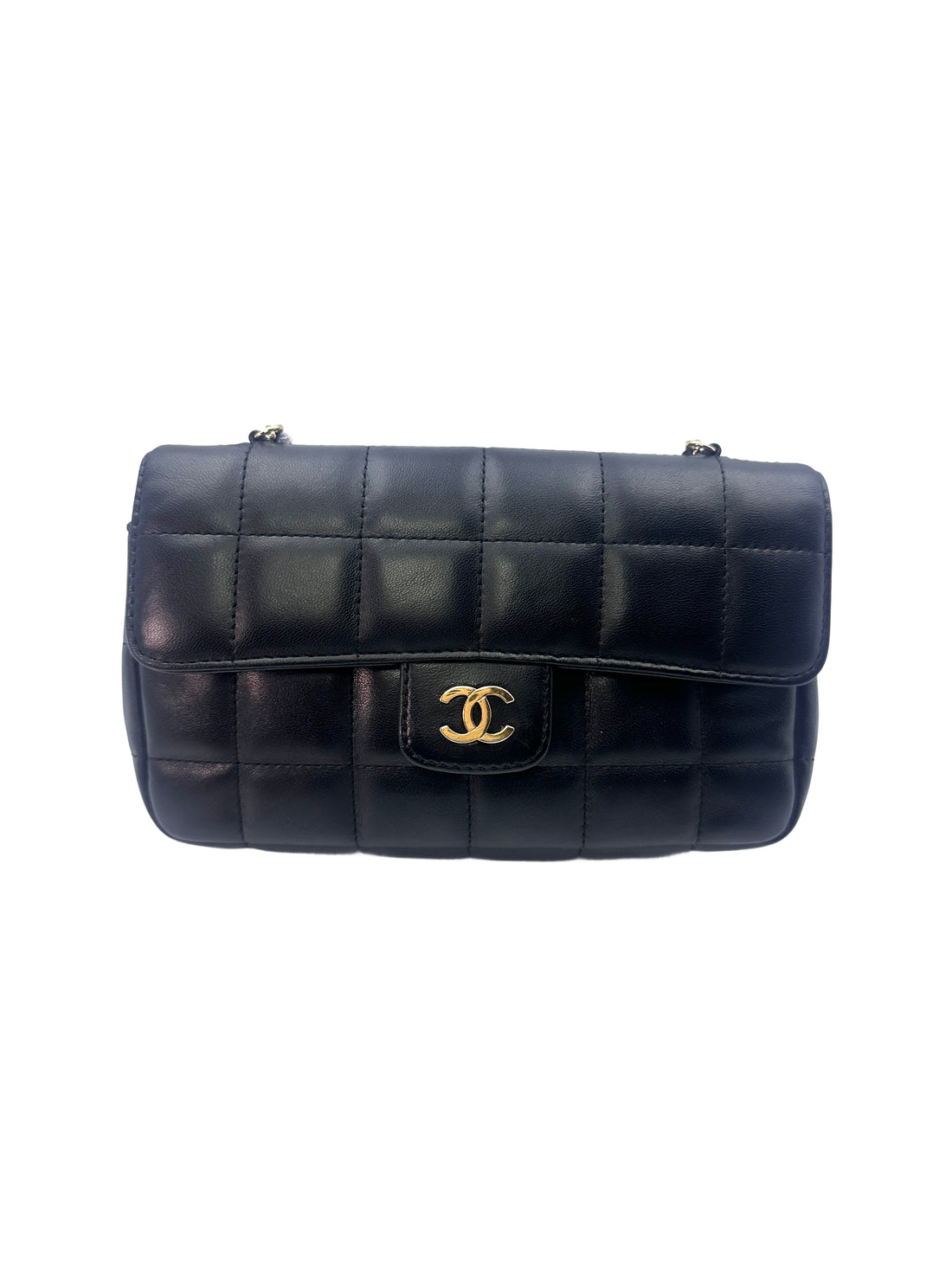 Chanel Chocolate Bar Mini Black Leather Chain Flap Bag(13***89) CC1361
