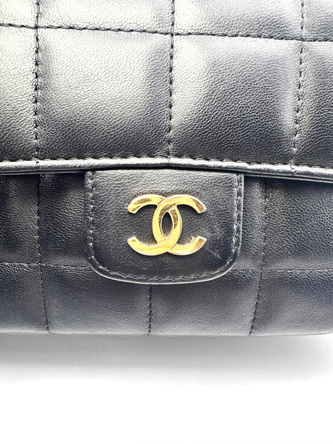Chanel Chocolate Bar Mini Black Leather Chain Flap Bag(13***89) CC1361