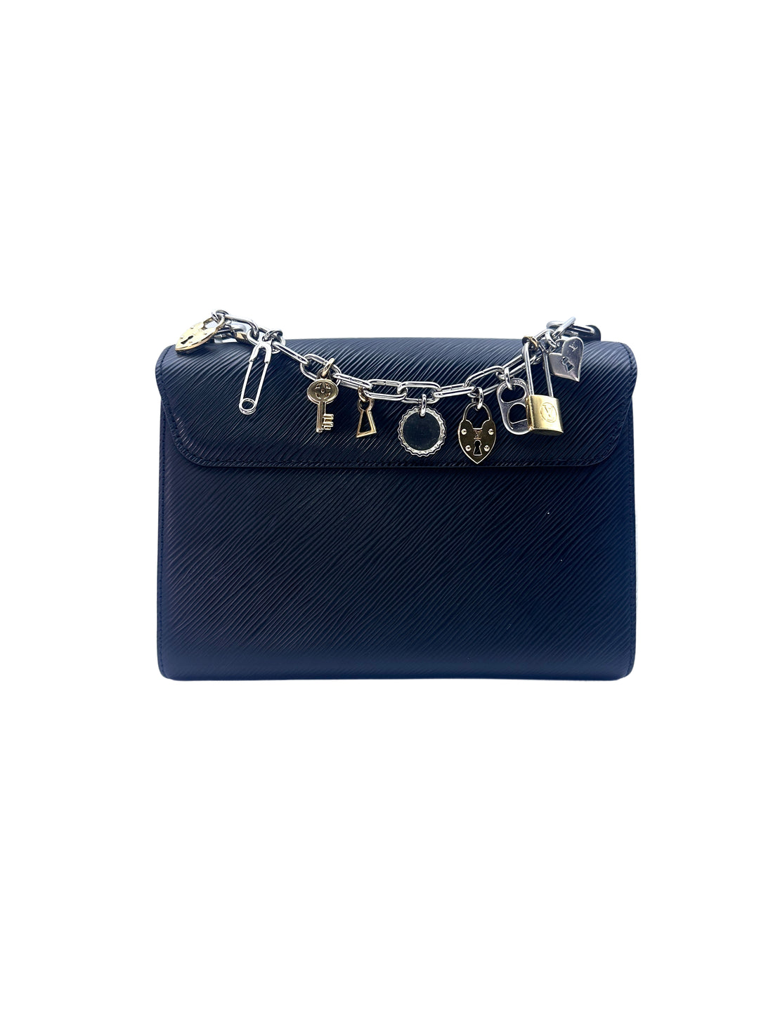 Louis Vuitton Twist MM Love Lock Charms Black Epi Leather Chain Bag LV1850