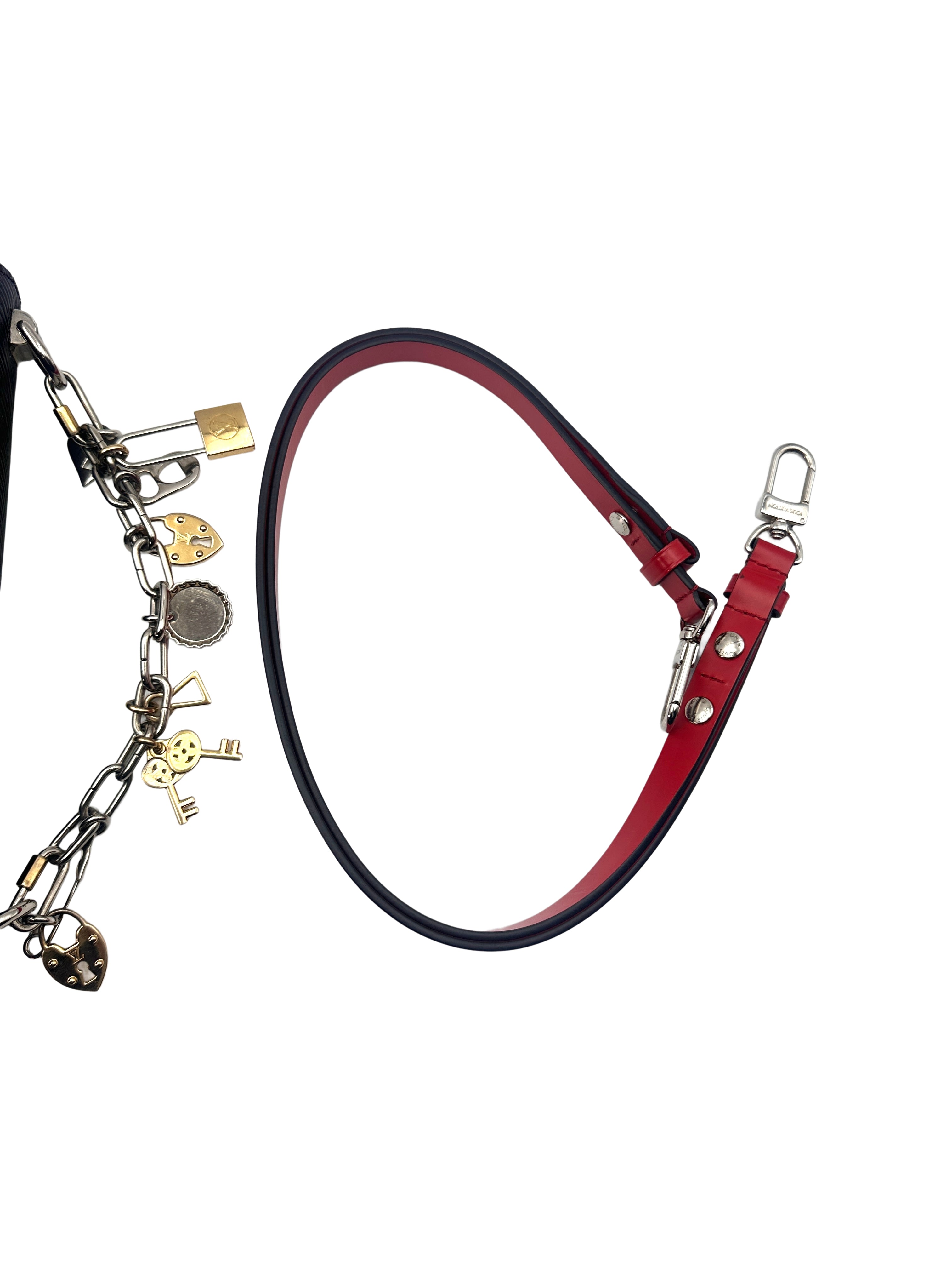 Louis Vuitton Twist MM Love Lock Charms Black Epi Leather Chain Bag LV1850