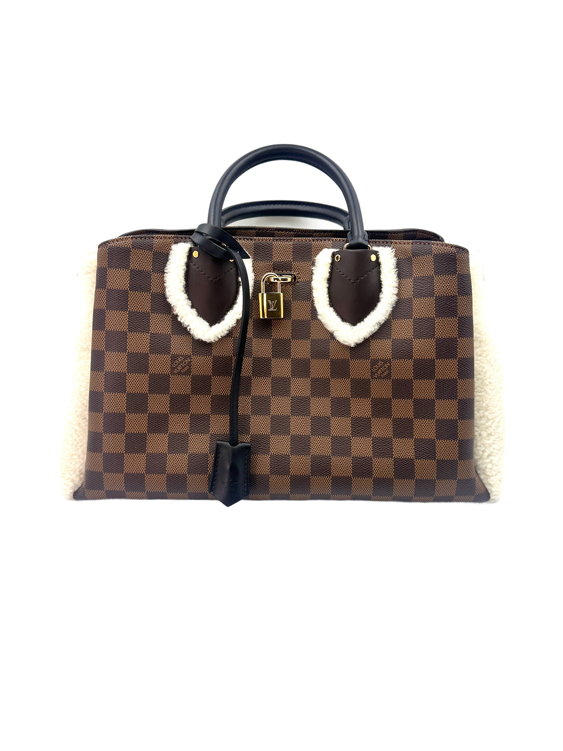 Louis Vuitton Normandy Shearling Brown Damier Ebene Handle Bag LV1854