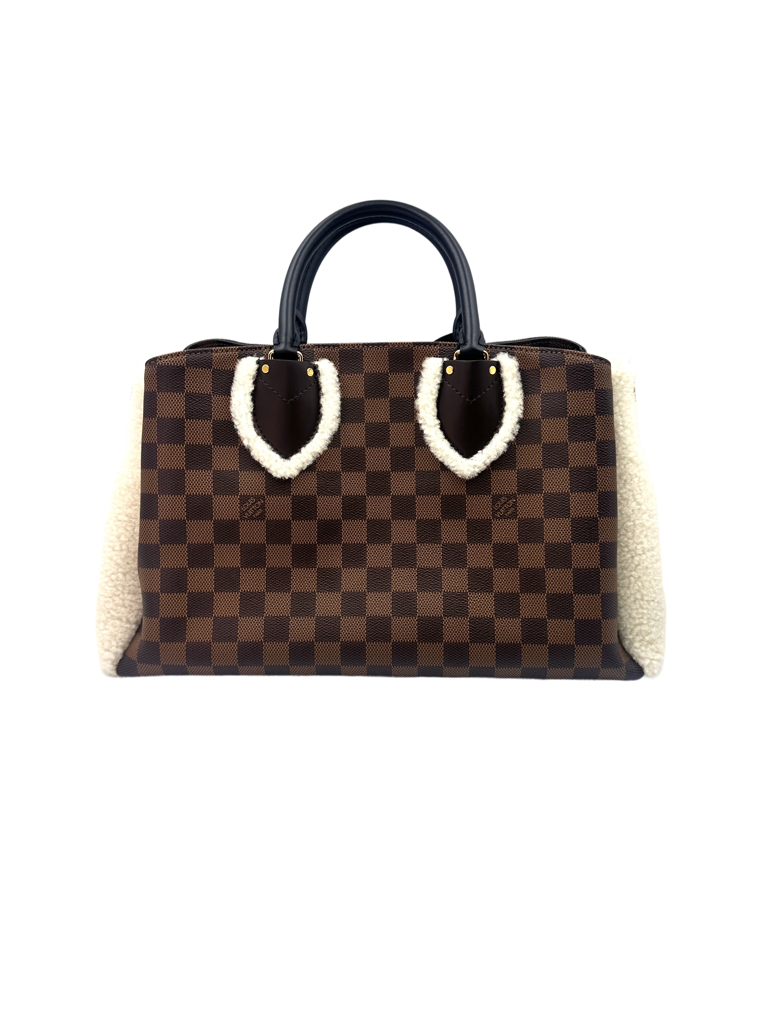 Louis Vuitton Normandy Shearling Brown Damier Ebene Handle Bag LV1854