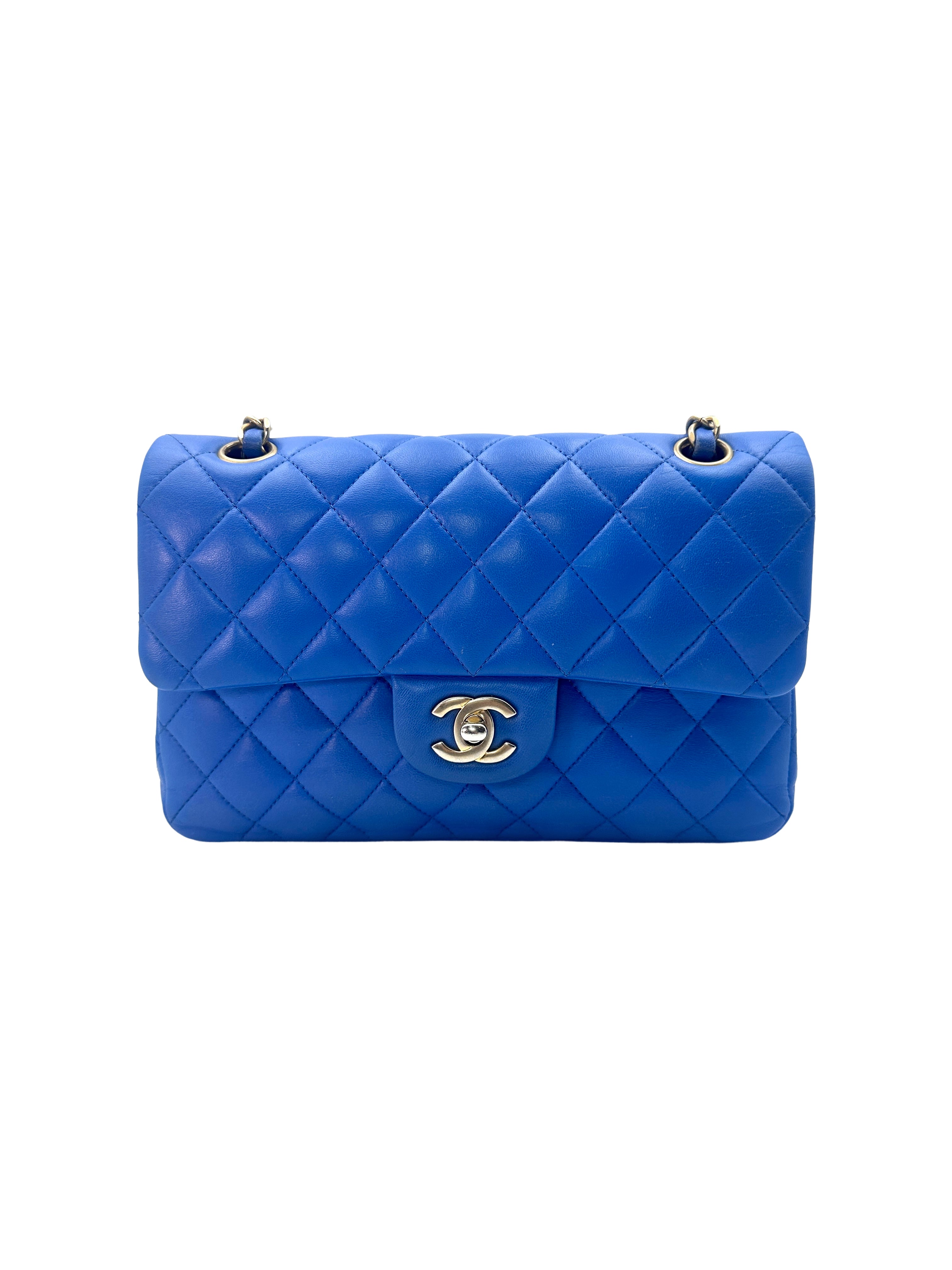 Chanel Classic Flap Blue Caviar Leather Small Size Chain Flap Bag With Gold Buckle(27***85) CC1369