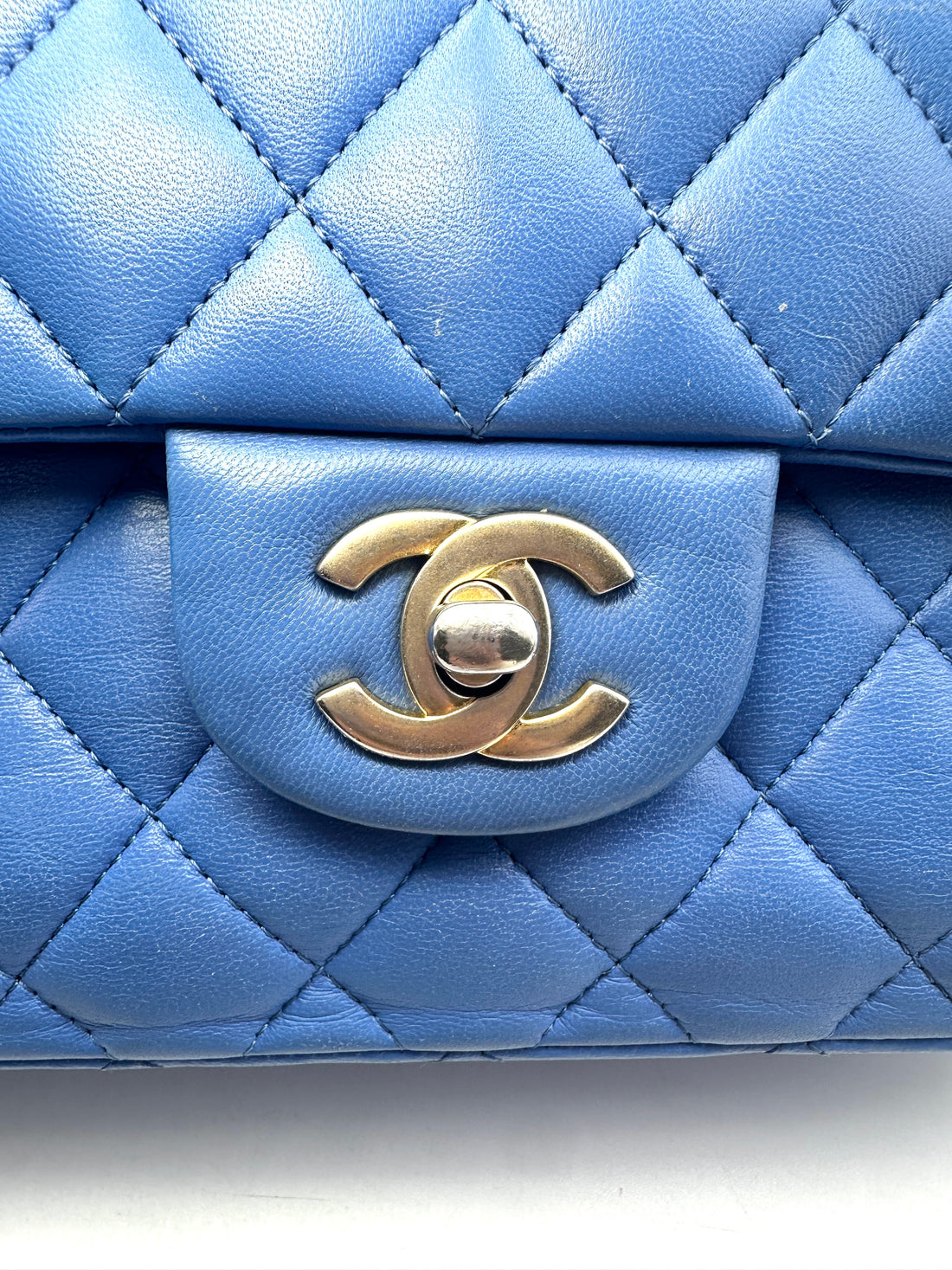 Chanel Classic Flap Blue Caviar Leather Small Size Chain Flap Bag With Gold Buckle(27***85) CC1369