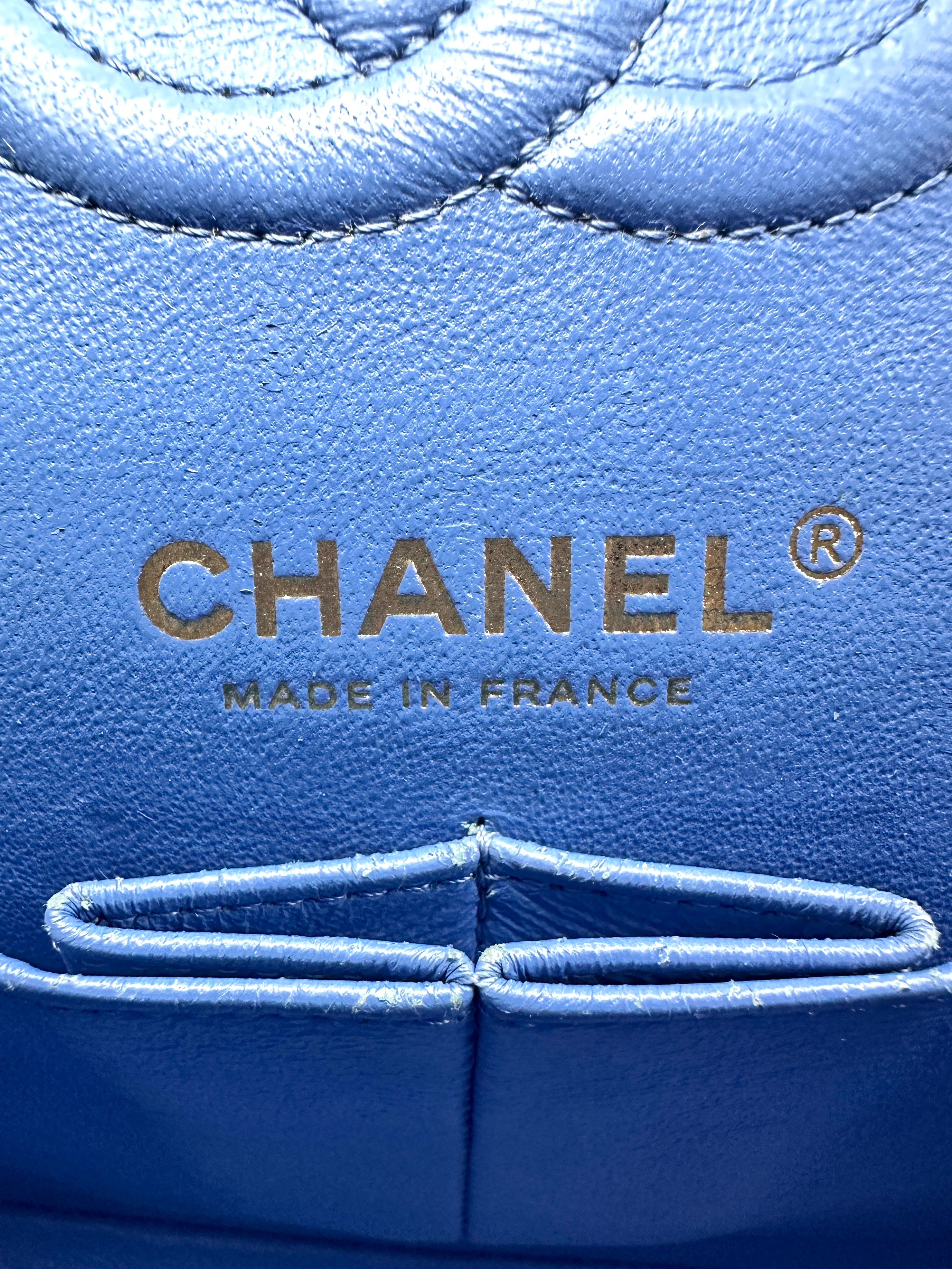 Chanel Classic Flap Blue Caviar Leather Small Size Chain Flap Bag With Gold Buckle(27***85) CC1369