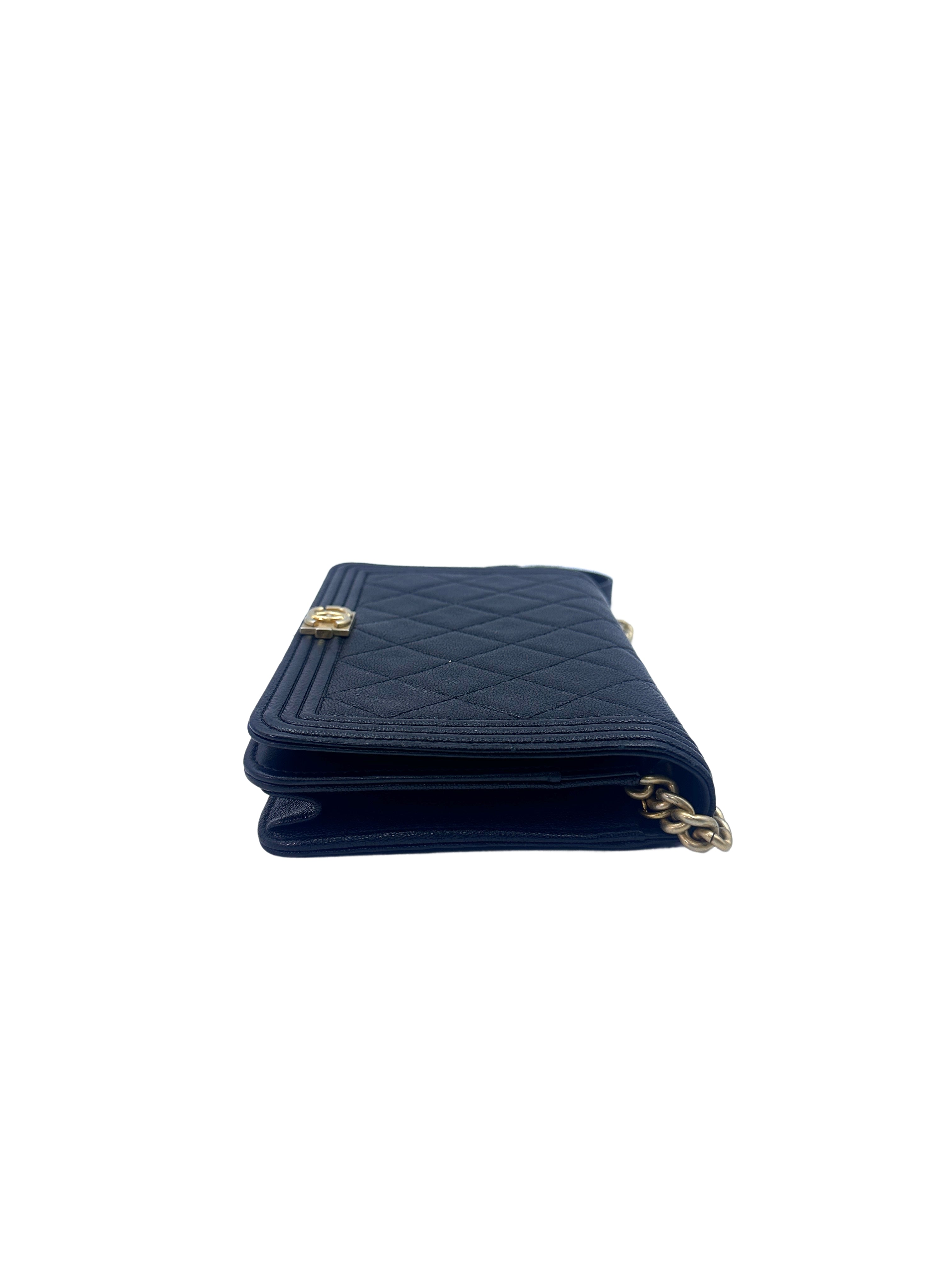 Chanel Dark Blue Quilted Calfskin Wallet On Chain With Gold Hardware(27***82) G039