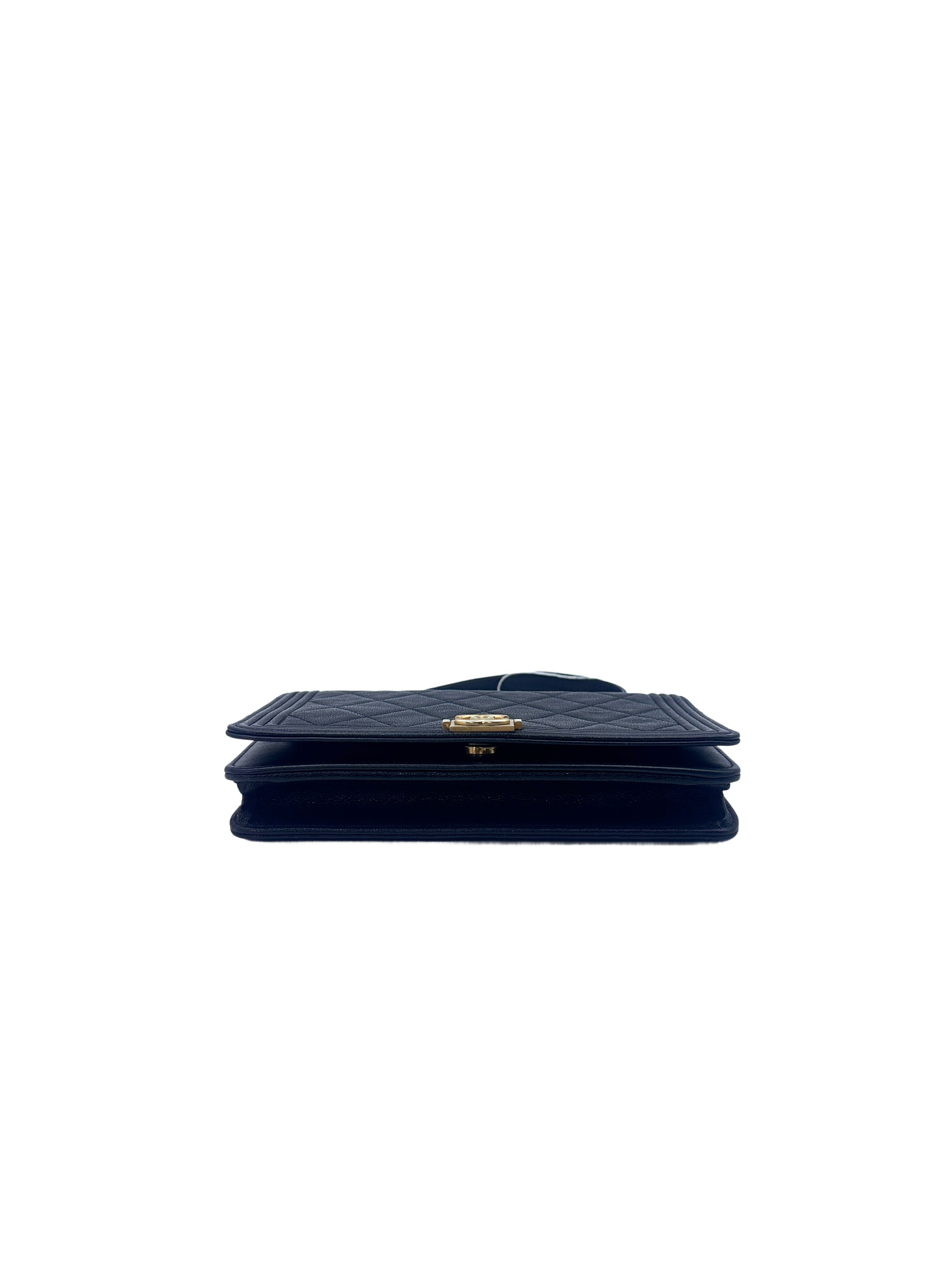 Chanel Dark Blue Quilted Calfskin Wallet On Chain With Gold Hardware(27***82) G039