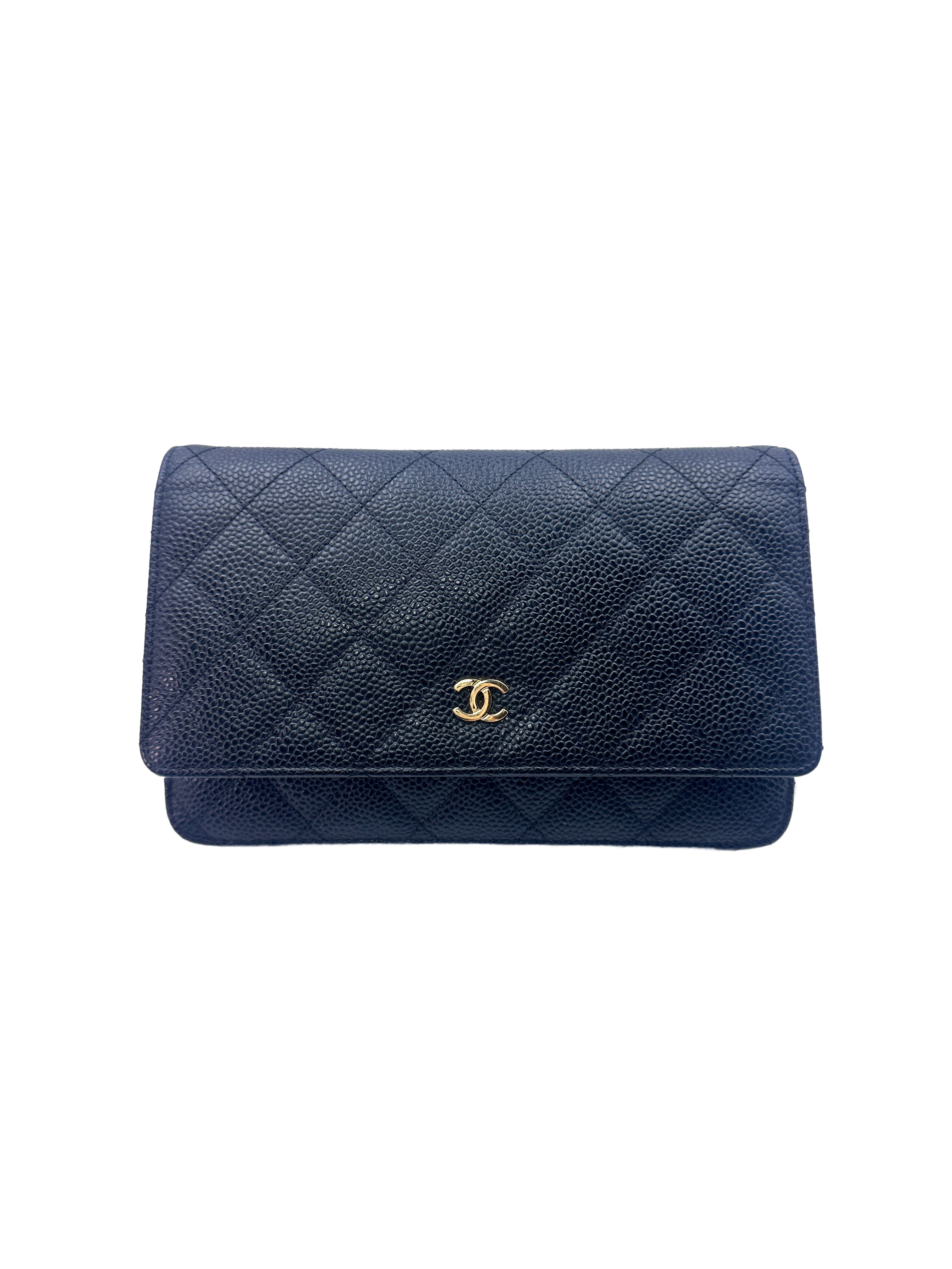 Chanel Dark Blue Quilted Calfskin Wallet On Chain With Gold Hardware(18***13) G041
