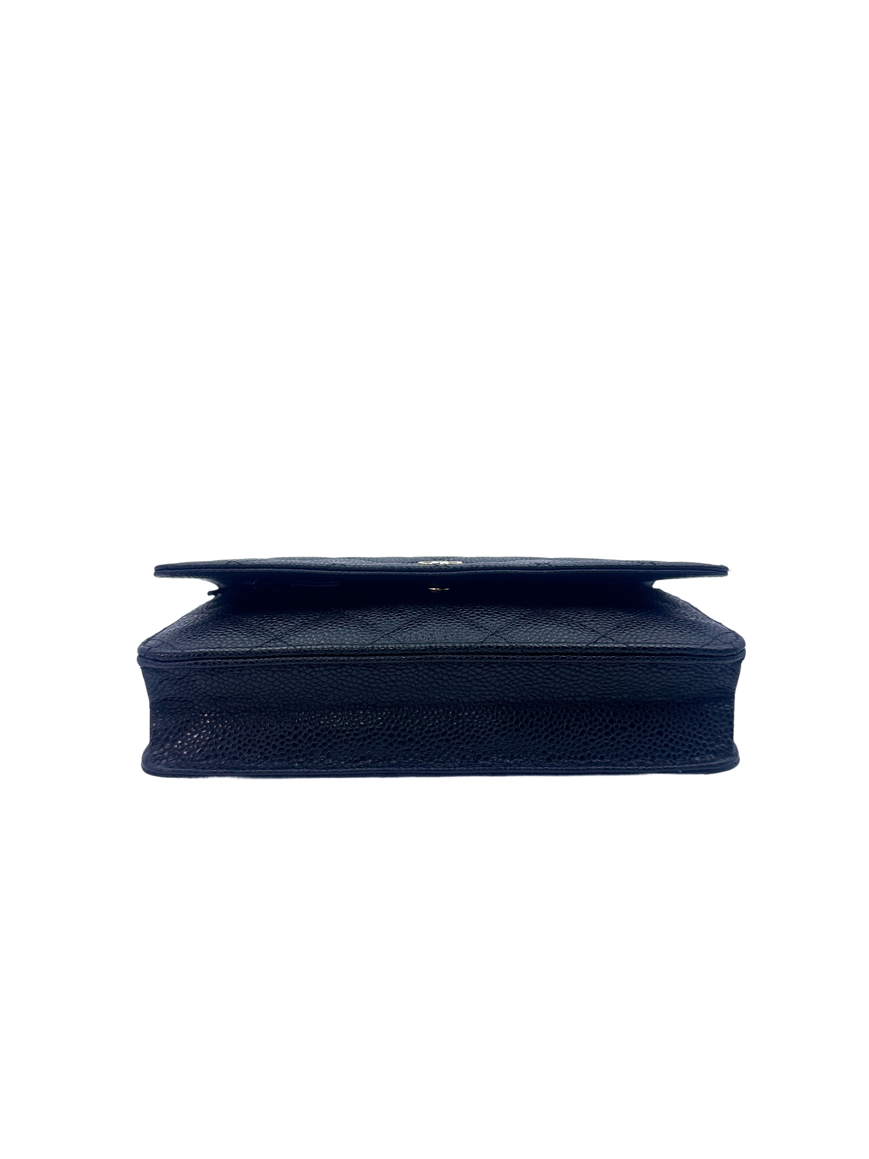 Chanel Dark Blue Quilted Calfskin Wallet On Chain With Gold Hardware(18***13) G041