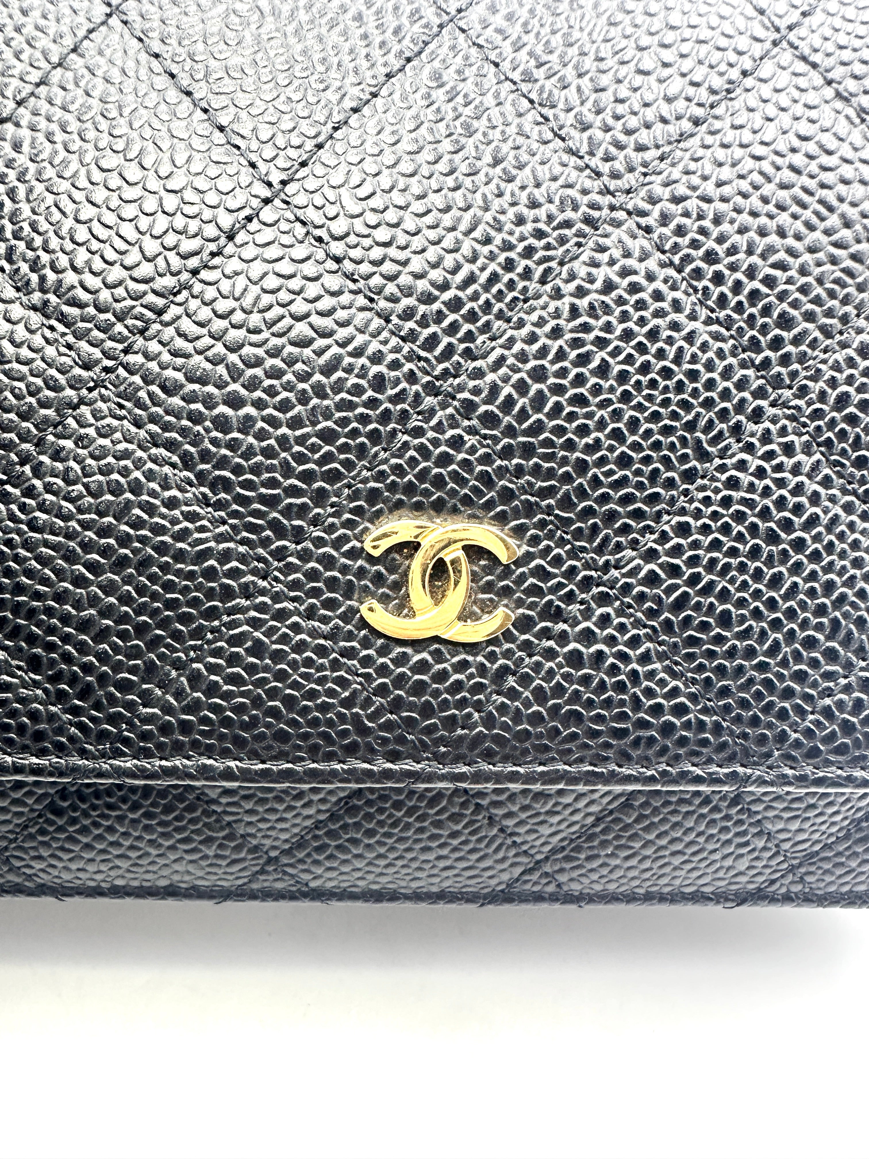 Chanel Dark Blue Quilted Calfskin Wallet On Chain With Gold Hardware(18***13) G041