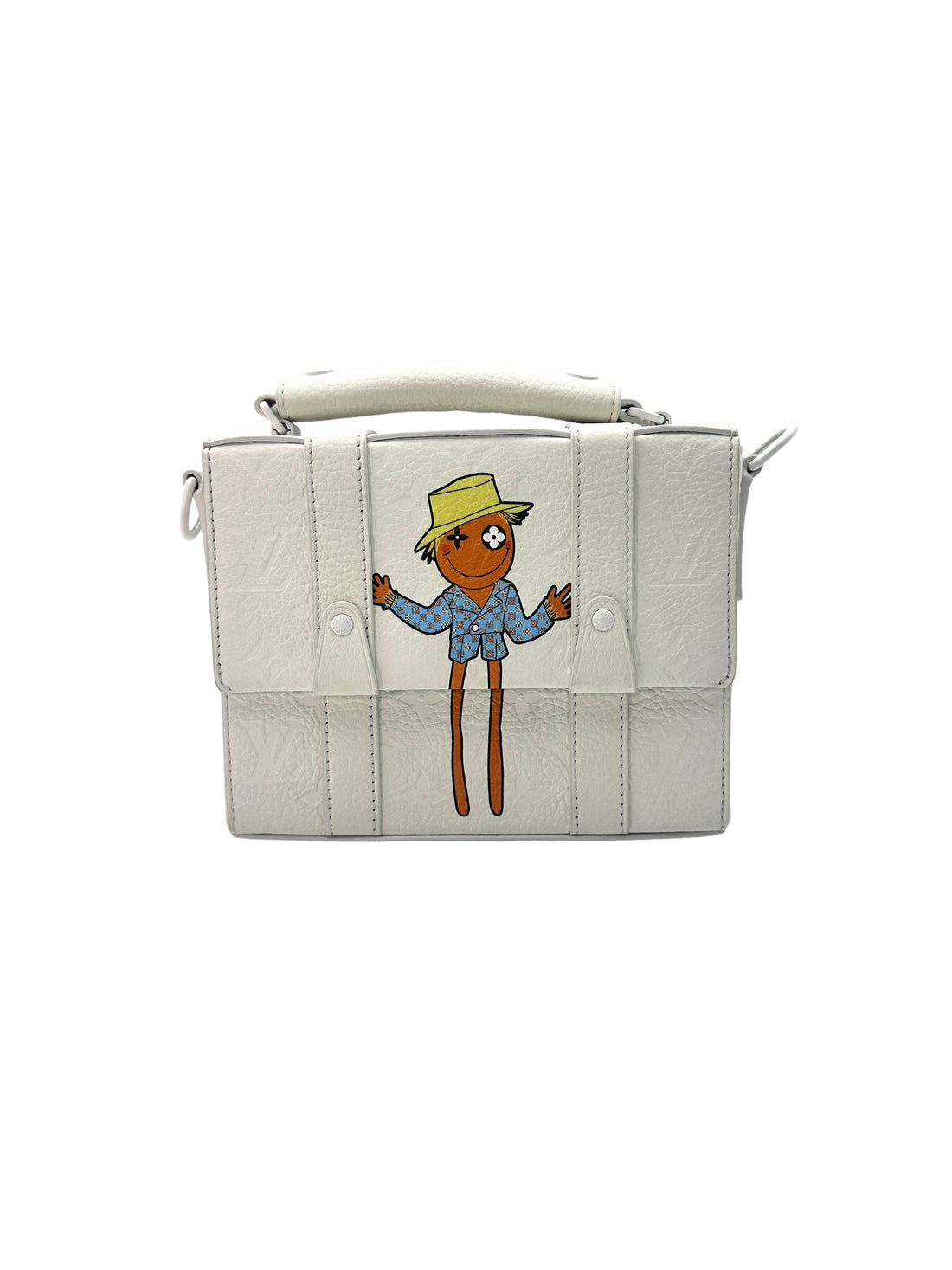 Louis Vuitton Limited Edition "Zoooom With Friends" White Monogram Calfskin Flap Soft Trunk G049