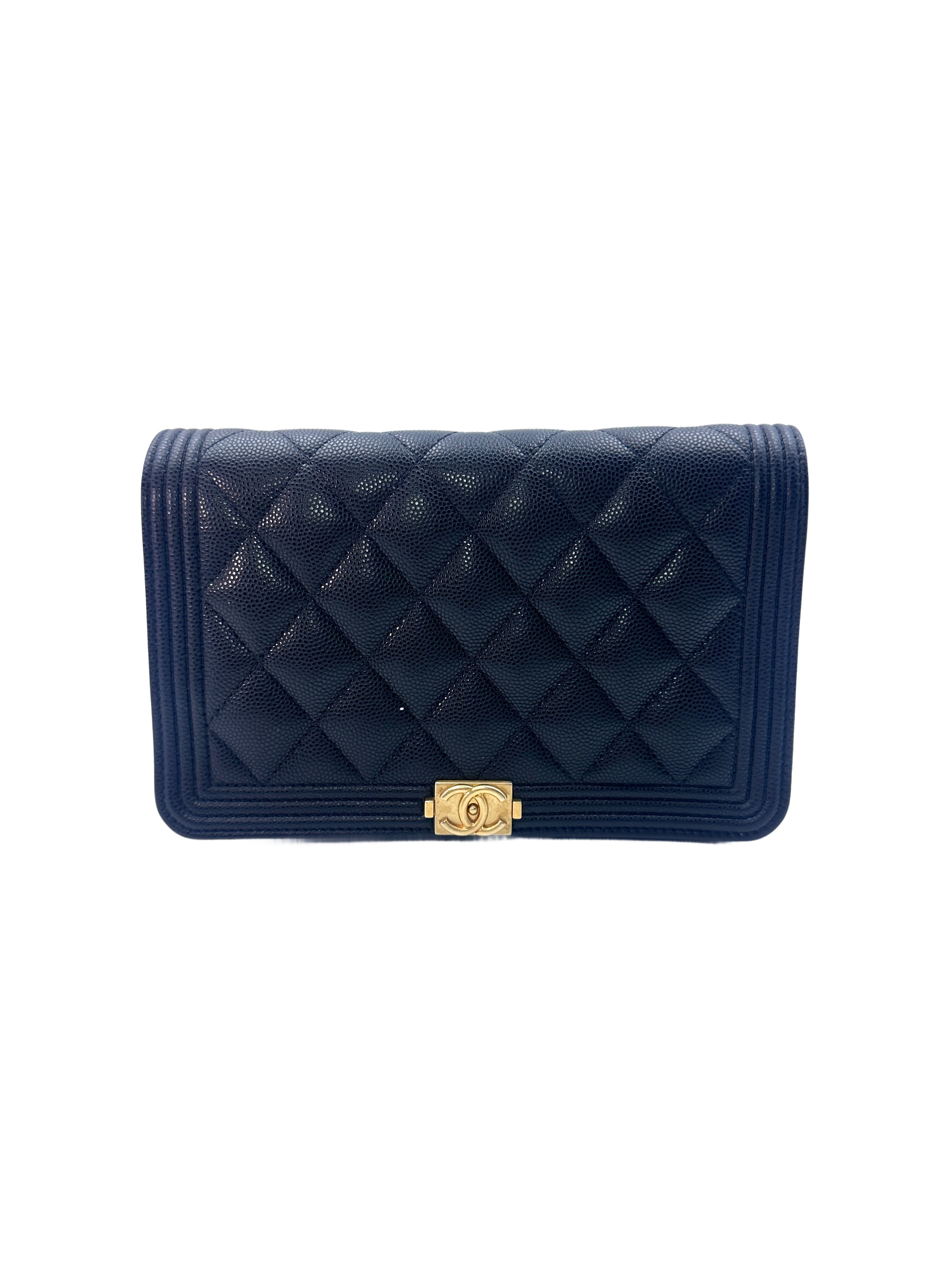 Chanel Dark Blue Quilted Calfskin Wallet On Chain With Gold Hardware(GP***41) G046