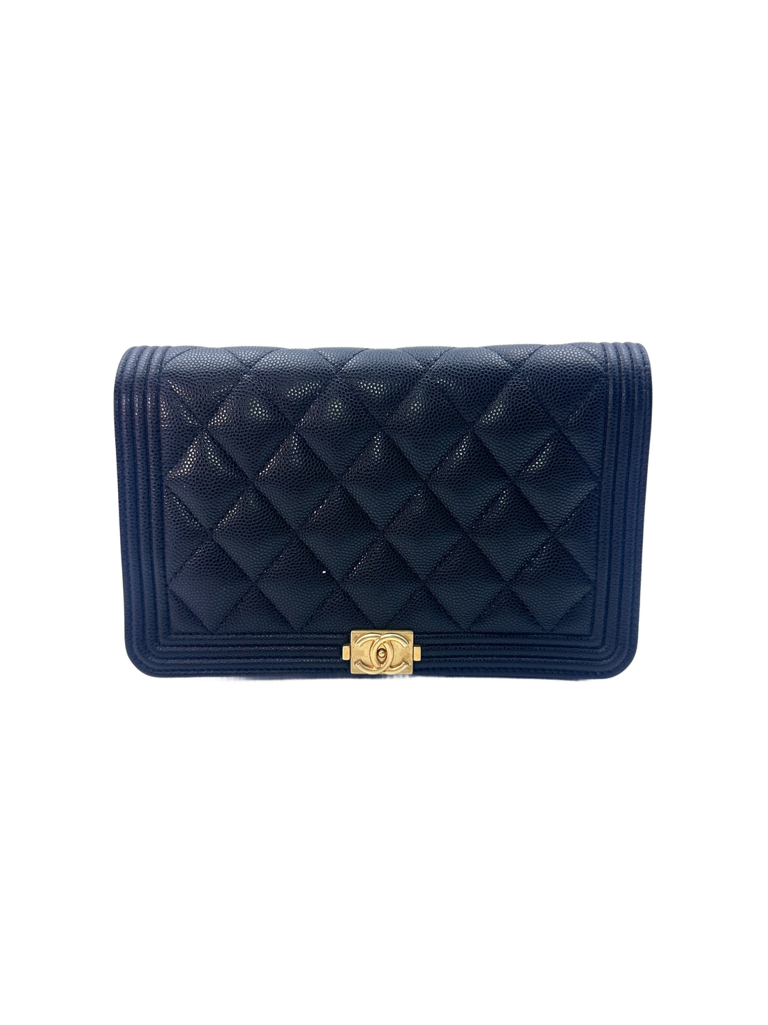 Chanel Dark Blue Quilted Calfskin Wallet On Chain With Gold Hardware(GP***41) G046