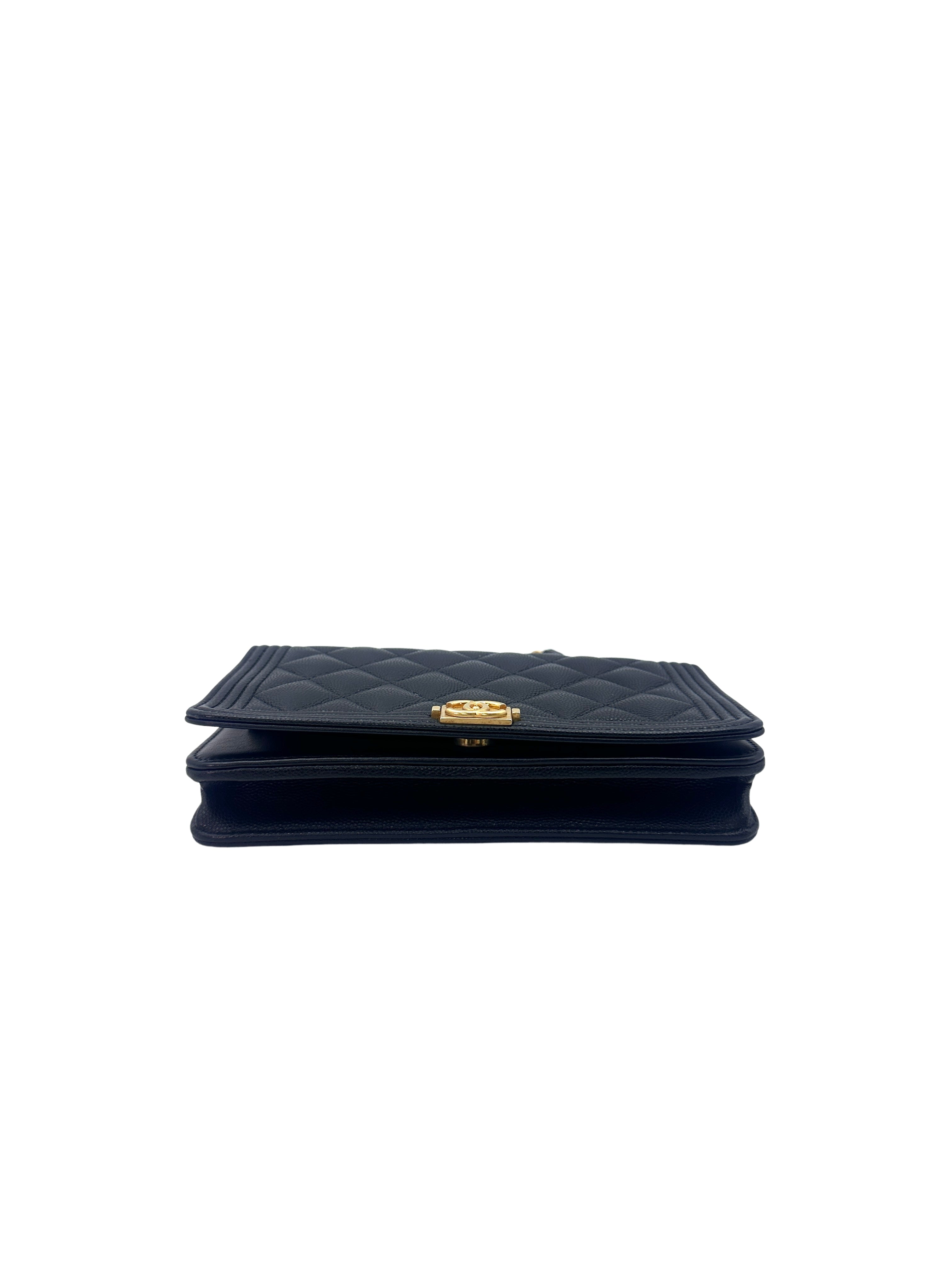Chanel Dark Blue Quilted Calfskin Wallet On Chain With Gold Hardware(GP***41) G046