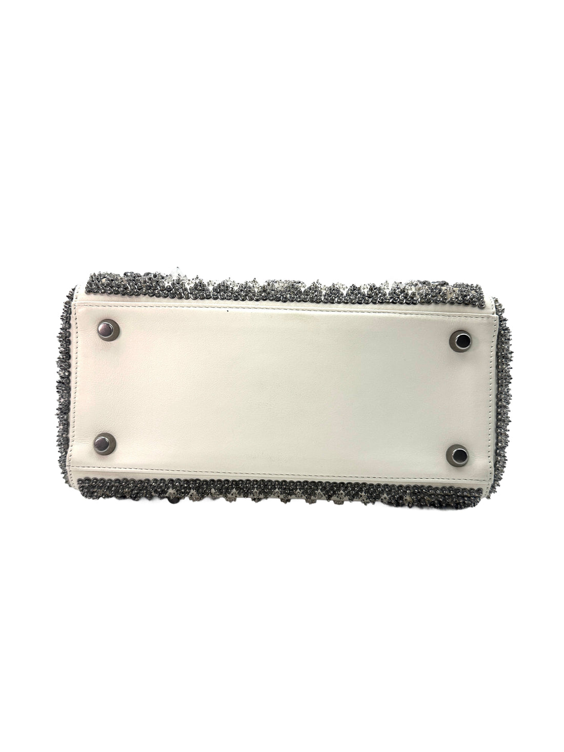 Christian Dior Lady Dior Embroidered And Beaded Lambskin Handle Bag With Silver Charms G050
