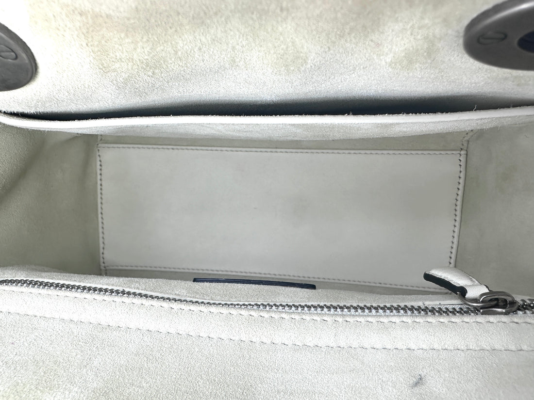 Christian Dior Lady Dior Embroidered And Beaded Lambskin Handle Bag With Silver Charms G050