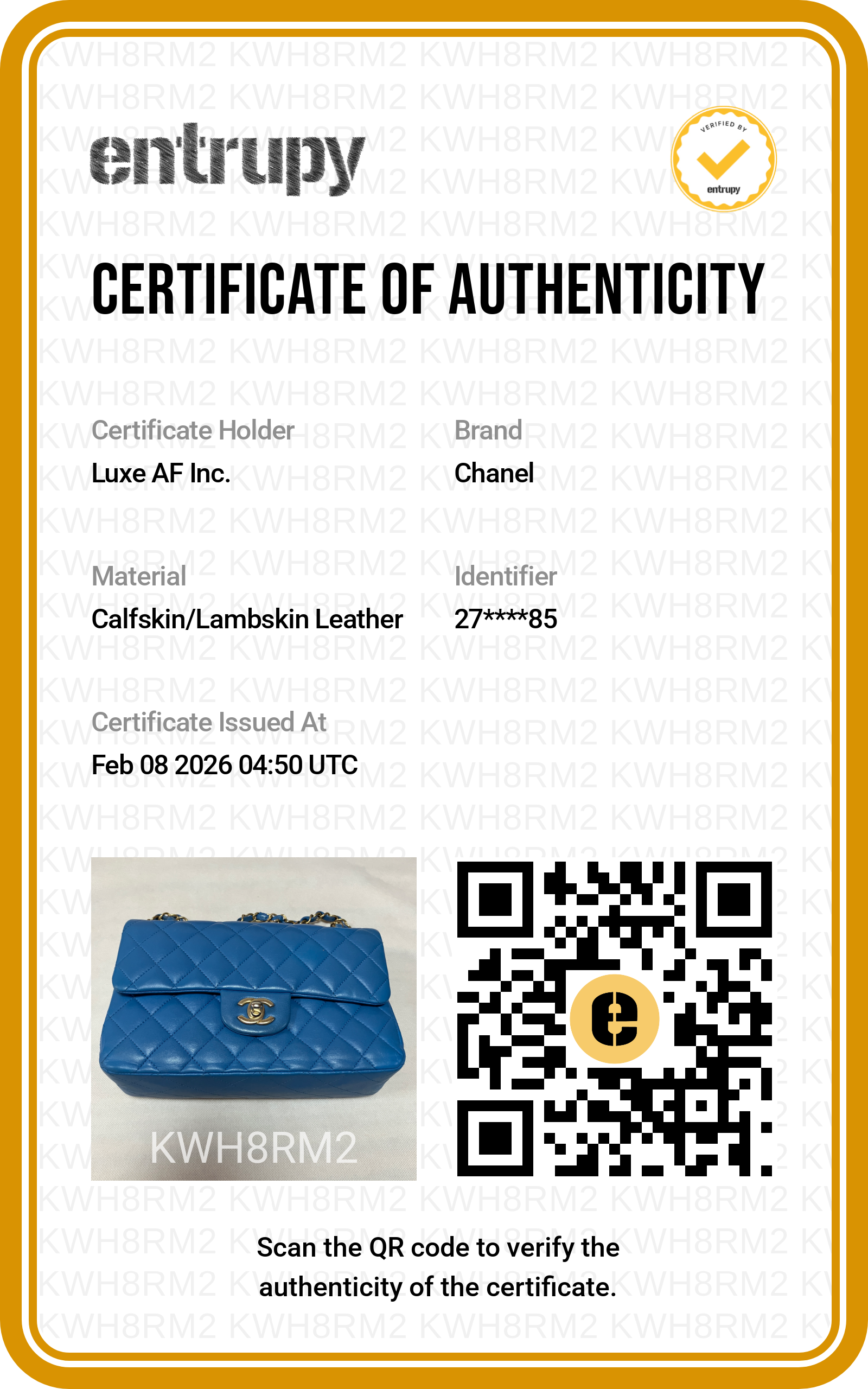 Chanel Classic Flap Blue Caviar Leather Small Size Chain Flap Bag With Gold Buckle(27***85) CC1369