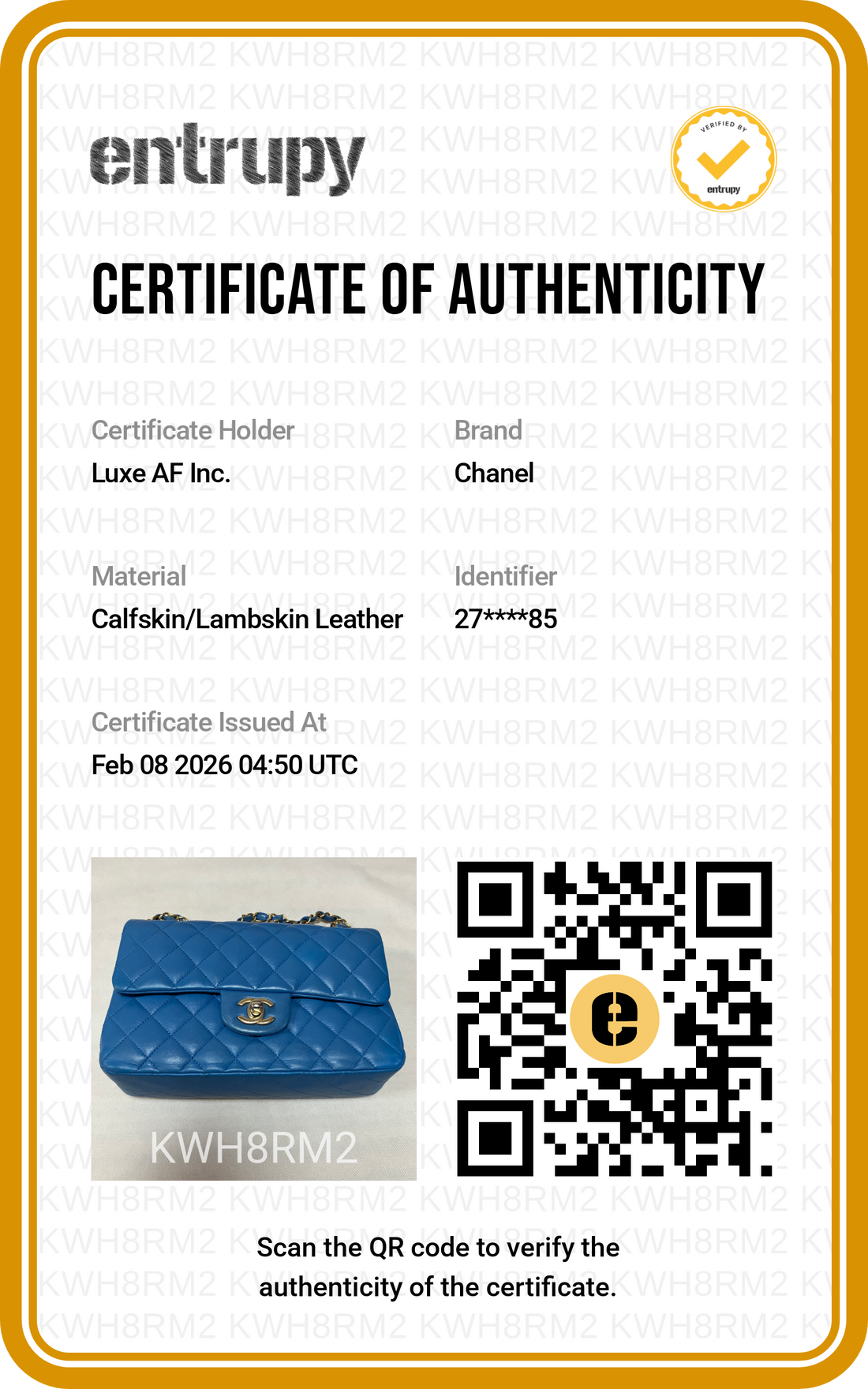 Chanel Classic Flap Blue Caviar Leather Small Size Chain Flap Bag With Gold Buckle(27***85) CC1369