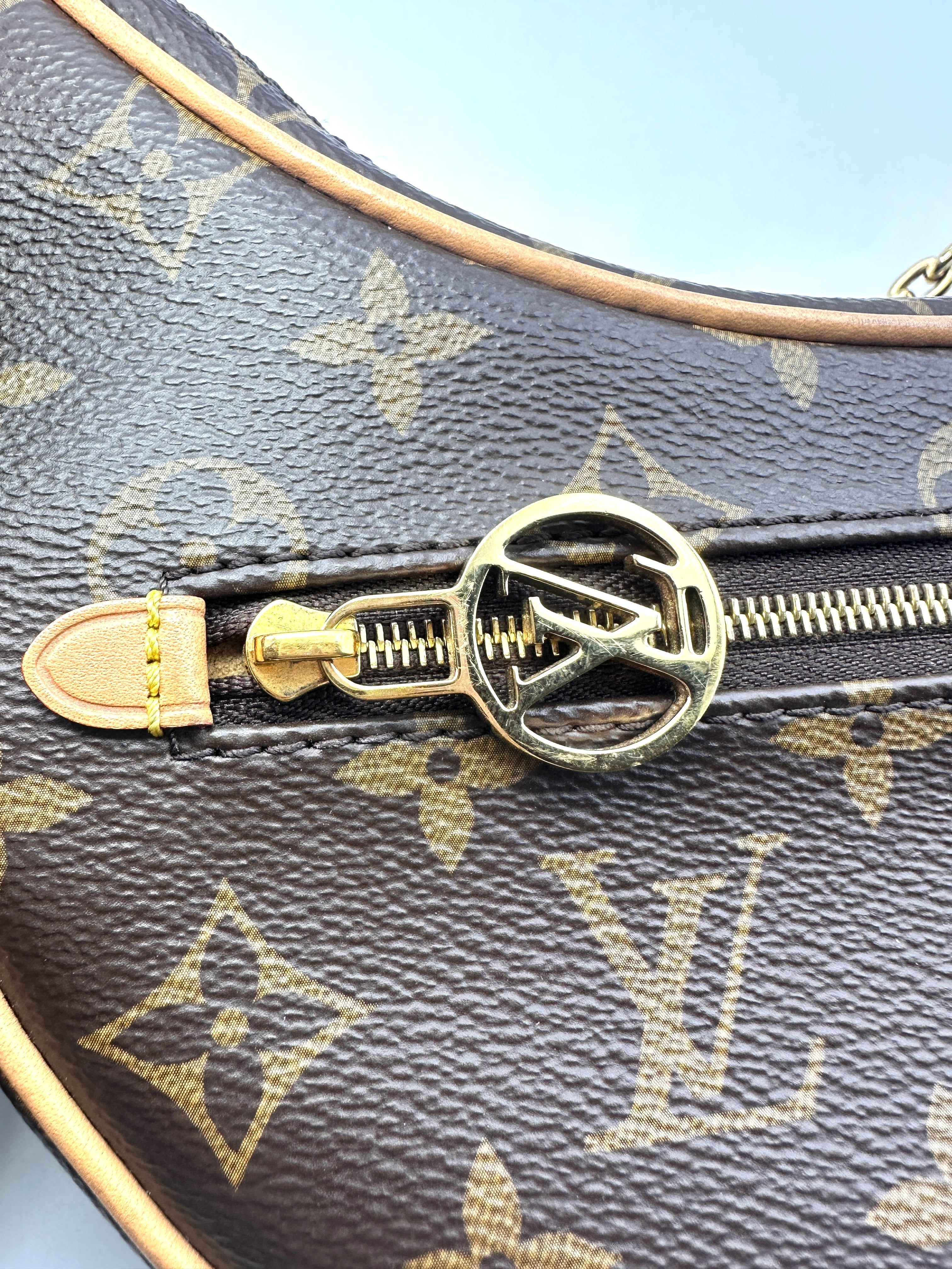 Louis Vuitton Loop Brown Monogram Leather Chain Shoulder Bag LV1859