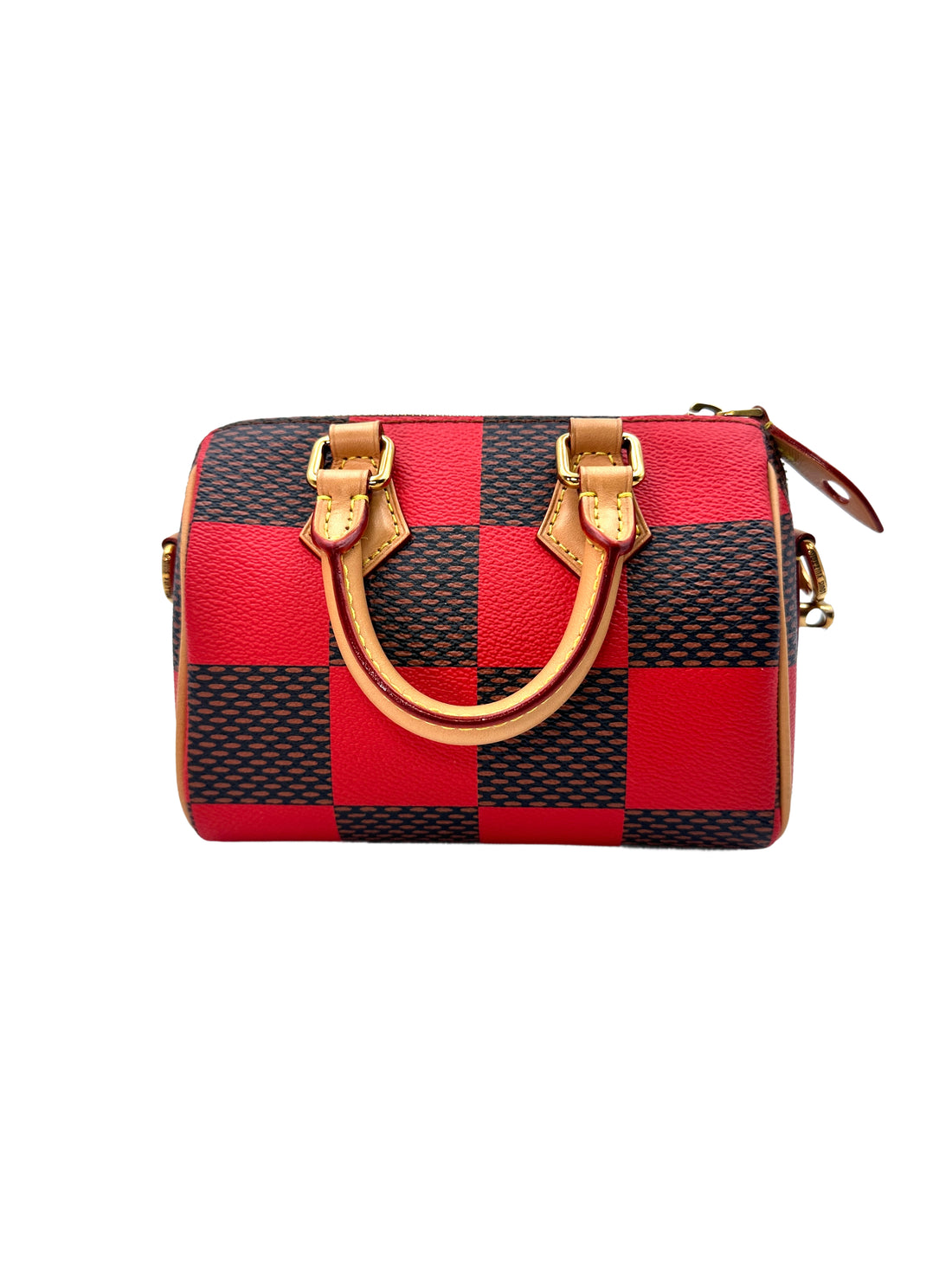 Louis Vuitton Speedy 18 Bandouliere Brown/Red Damier Ebene Leather Handle Bag LV1860