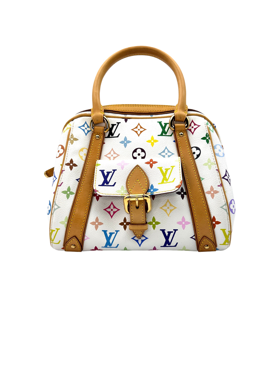 Louis Vuitton x Takashi Murakami White Multicolor Monogram Monogram Priscilla Handle Bag G057
